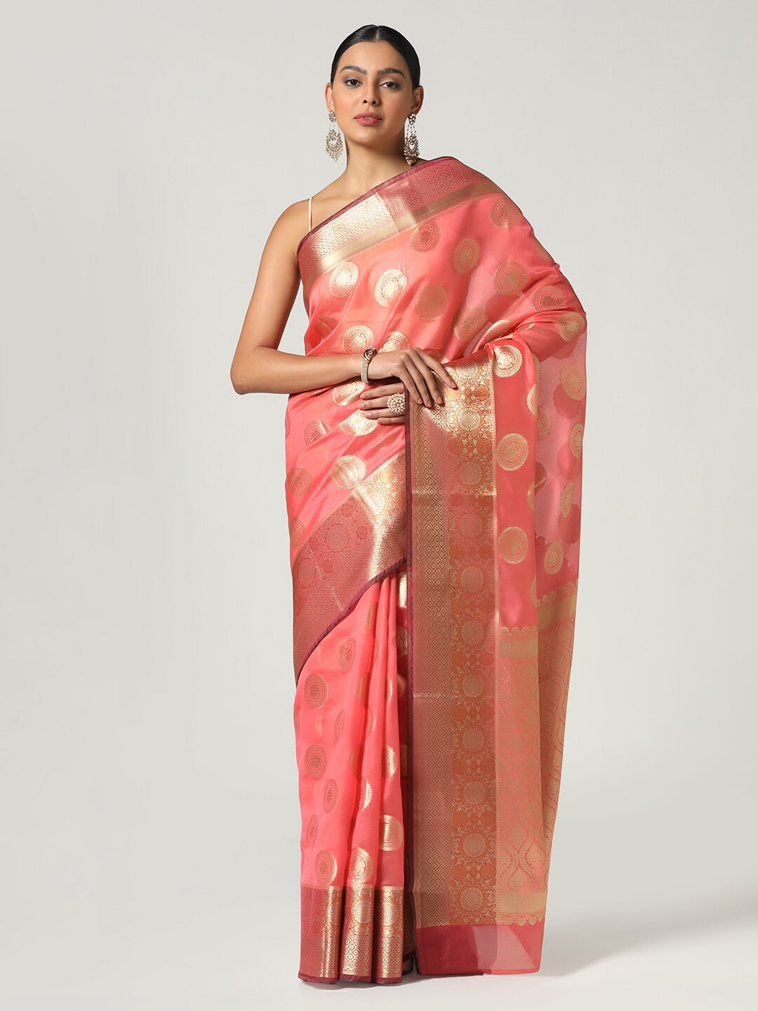 

BOMBAY SELECTIONS Ethnic Motif Banarasi Saree, Pink