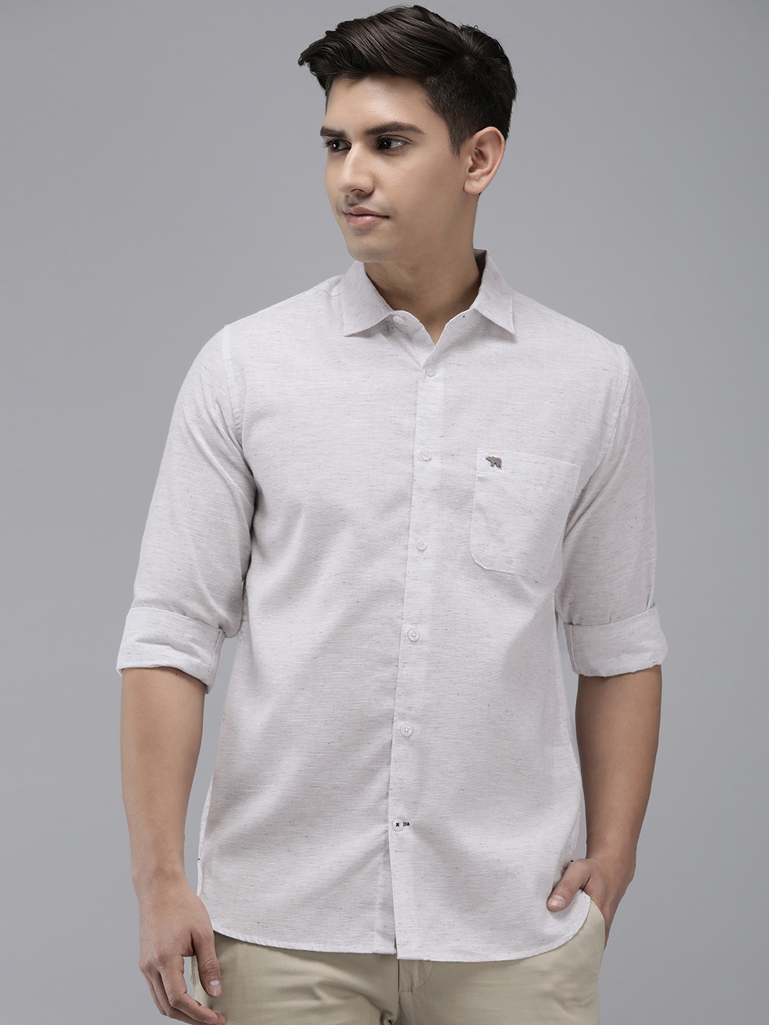 

THE BEAR HOUSE Men Slim Fit Semi Sheer Casual Shirt, Grey
