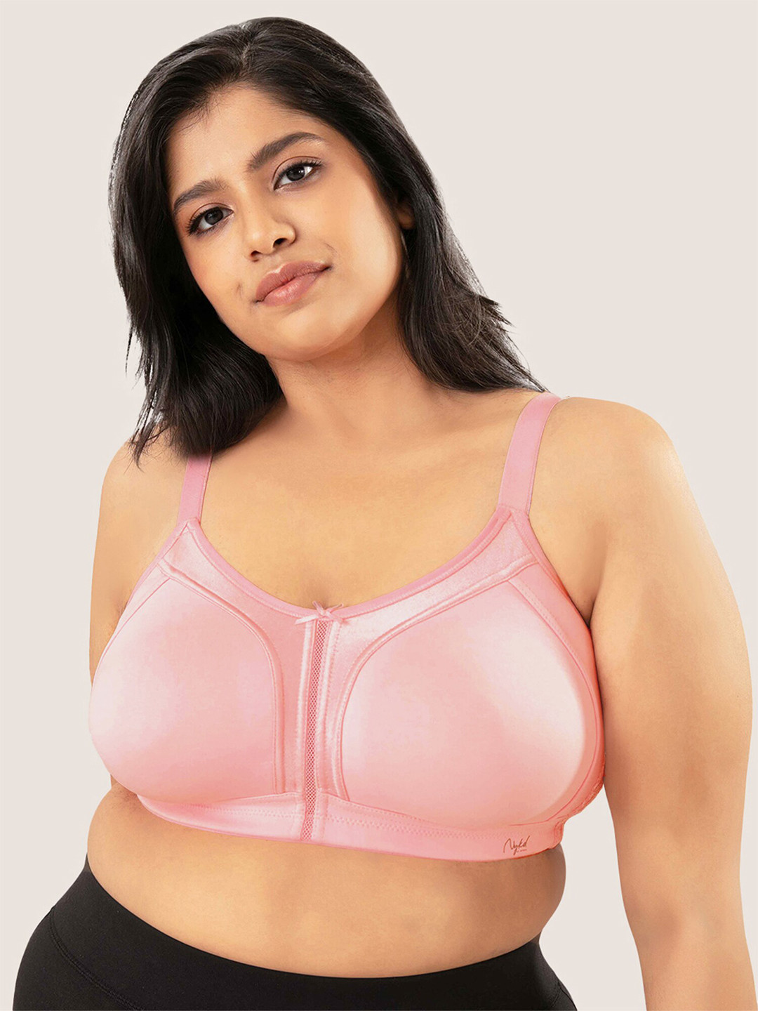 

Nykd Plus Size Seamless Full Support M-Frame Cotton Full Coverage Bra - NYB101, Coral
