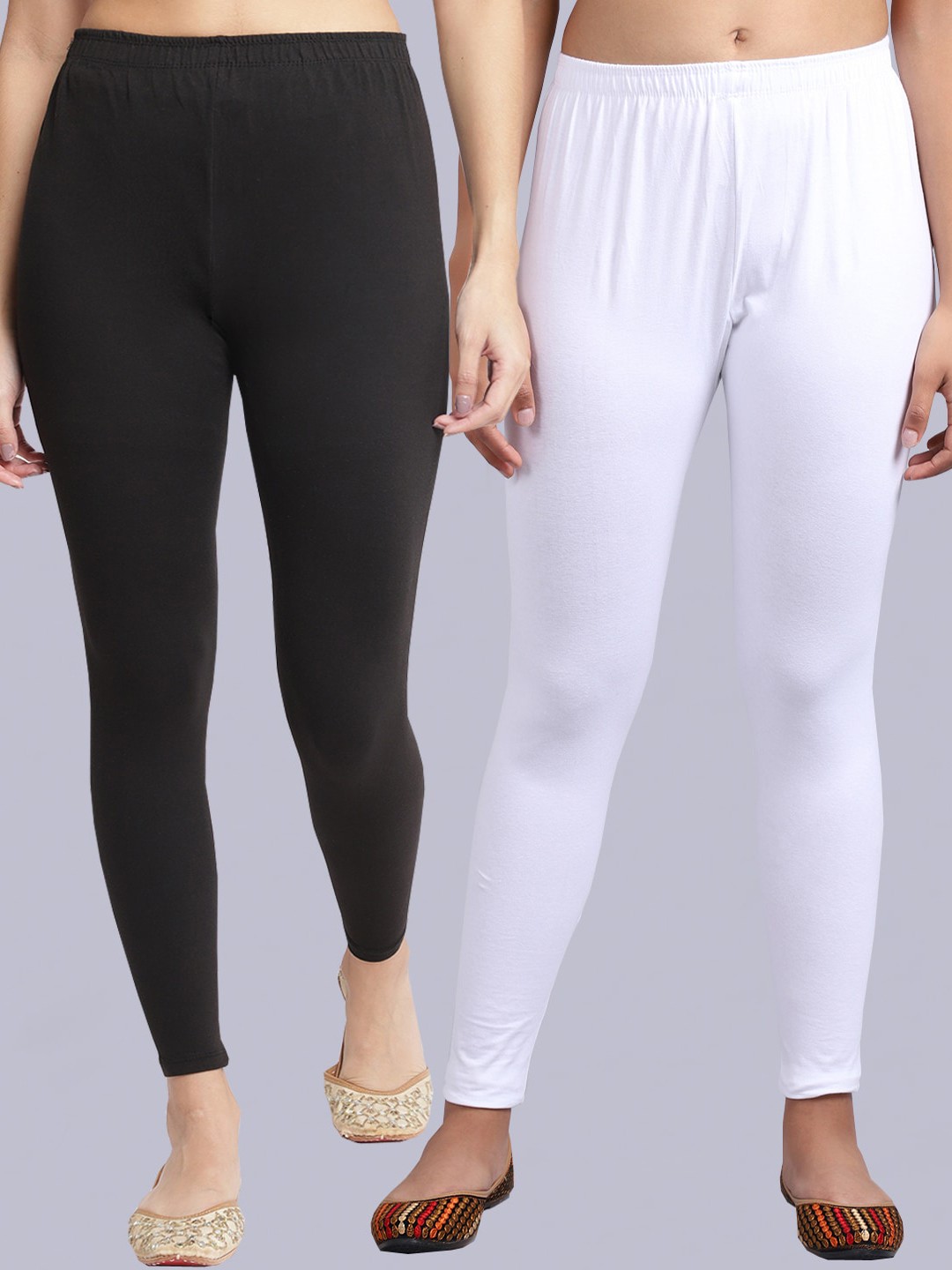 

GRACIT Pack Of 2 Ankle Length Leggings, Black