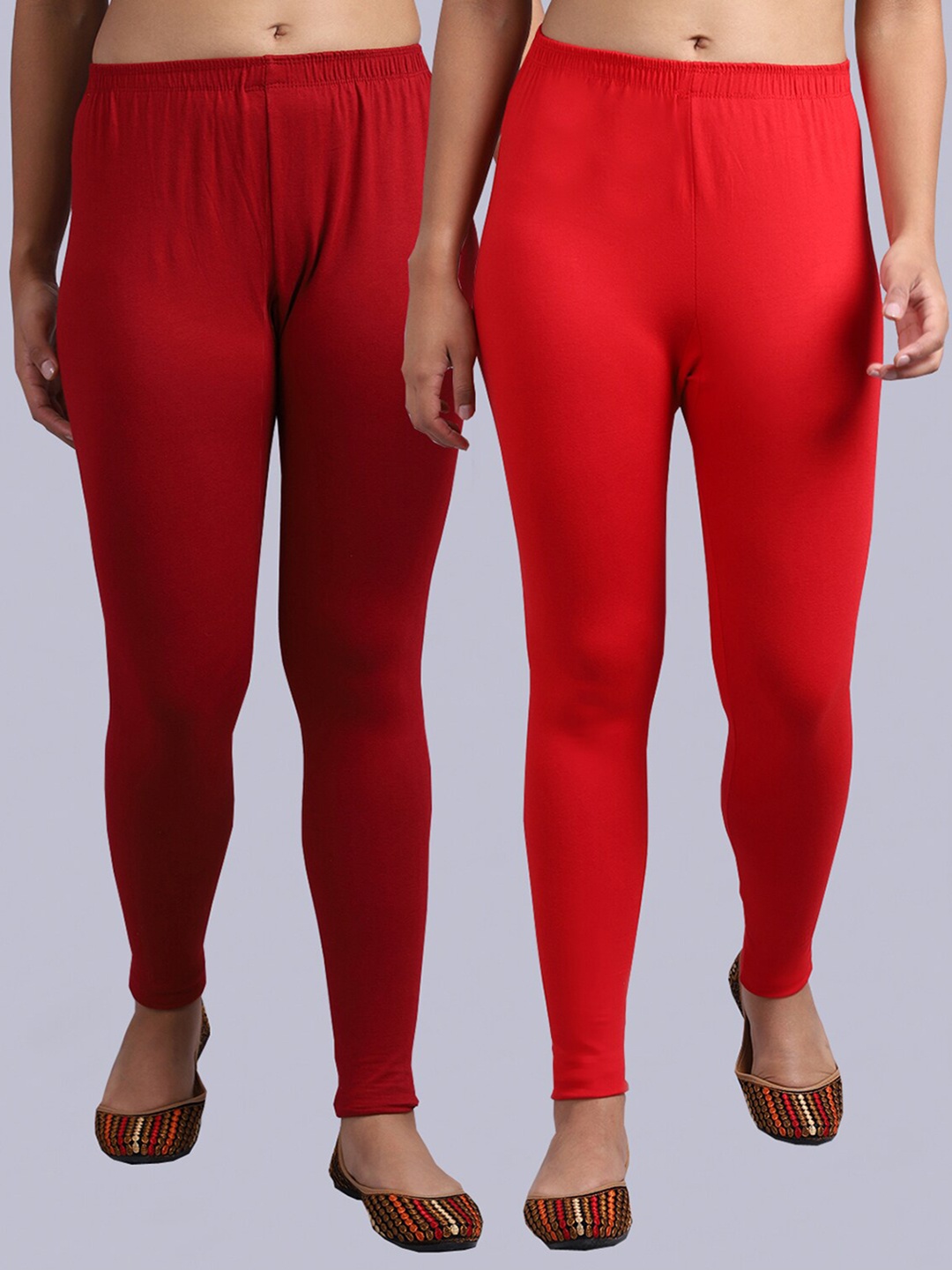 

GRACIT Pack of 2 Ankle Length Leggings, Red