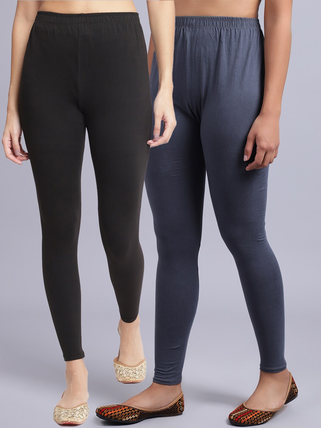 

GRACIT Pack Of 2 Ankle Length Leggings, Black