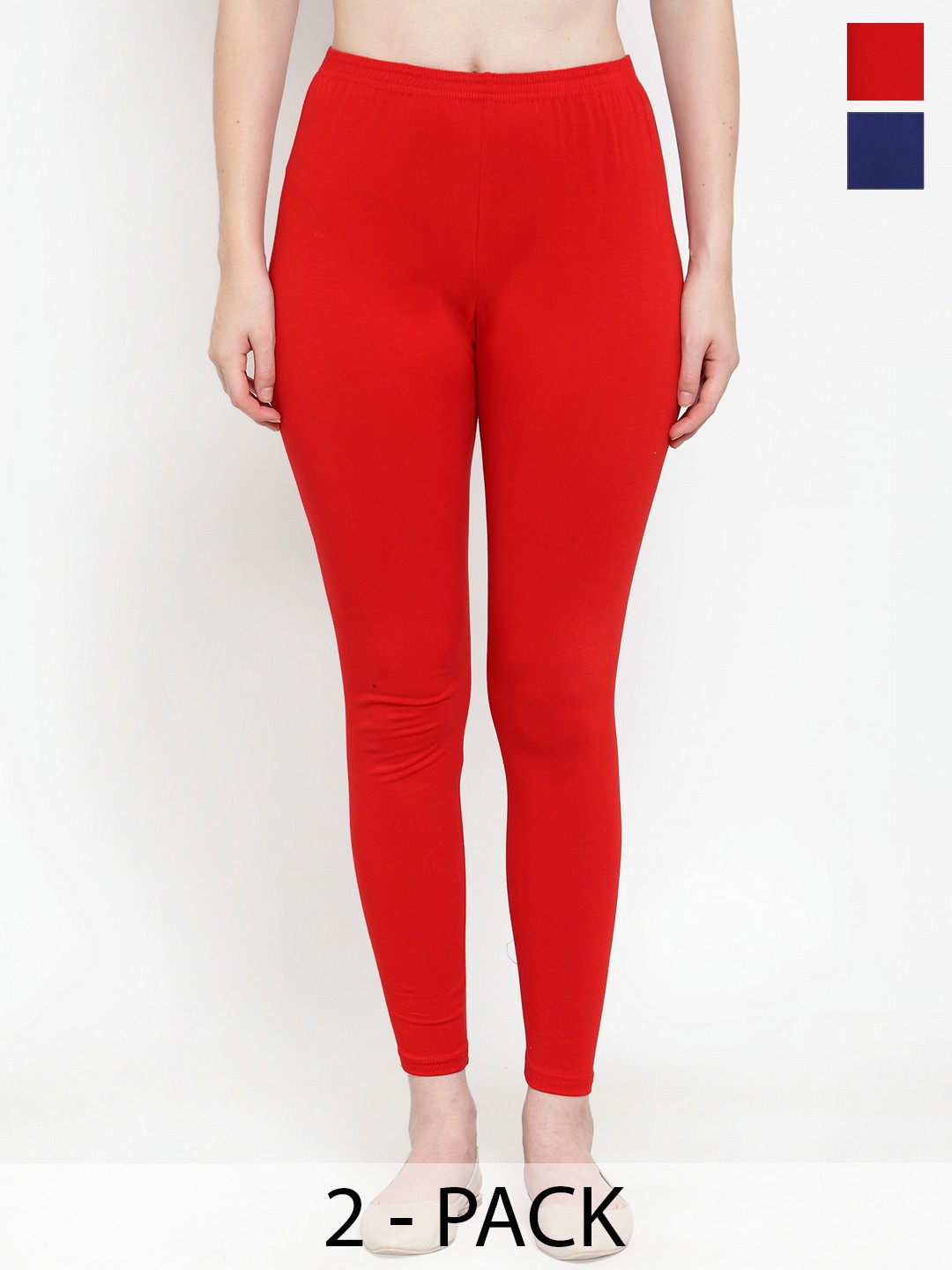 

GRACIT Pack Of 2 Ankle Length Leggings, Red