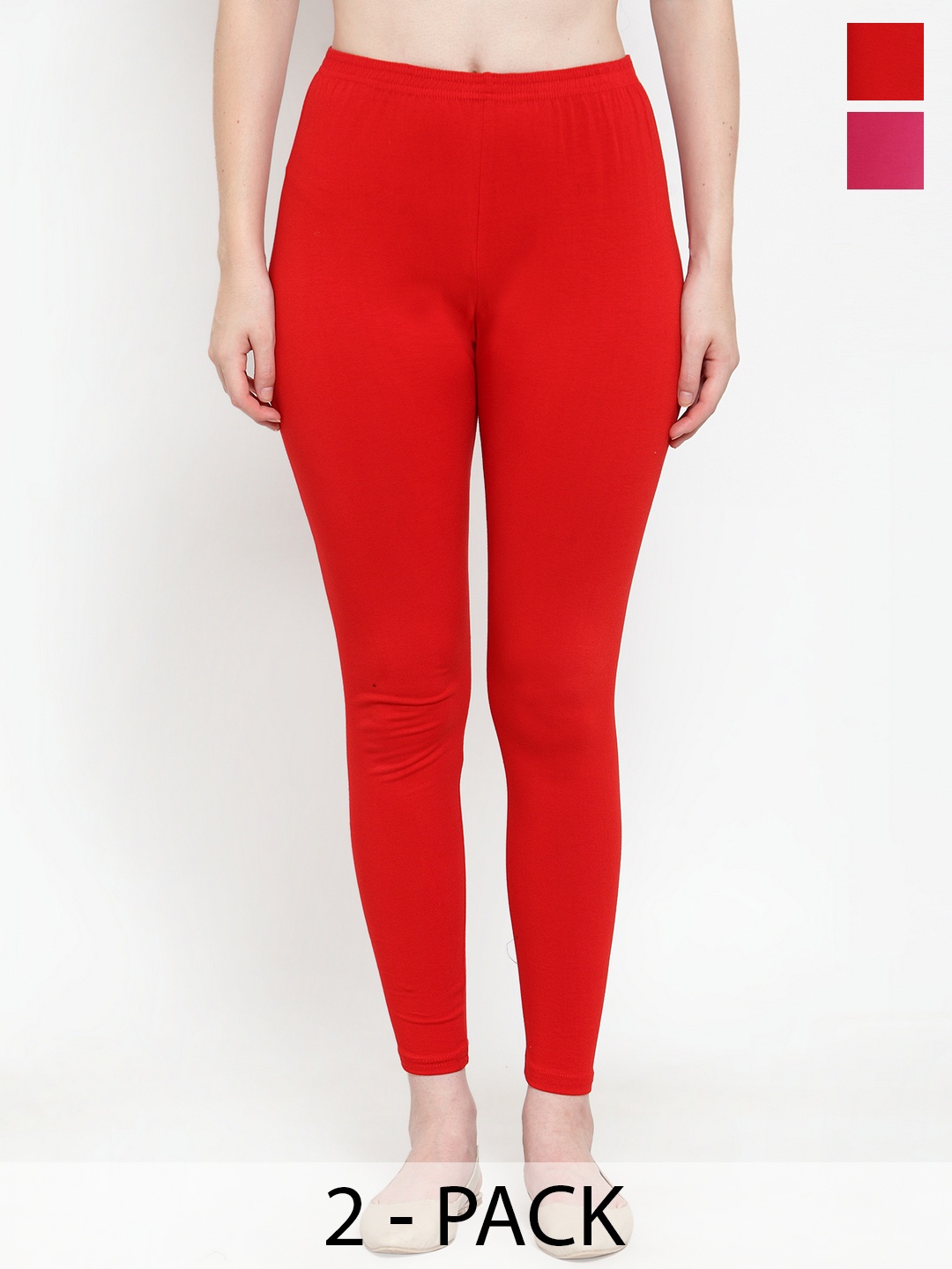 

GRACIT Pack Of 2 Ankle-Length Leggings, Red