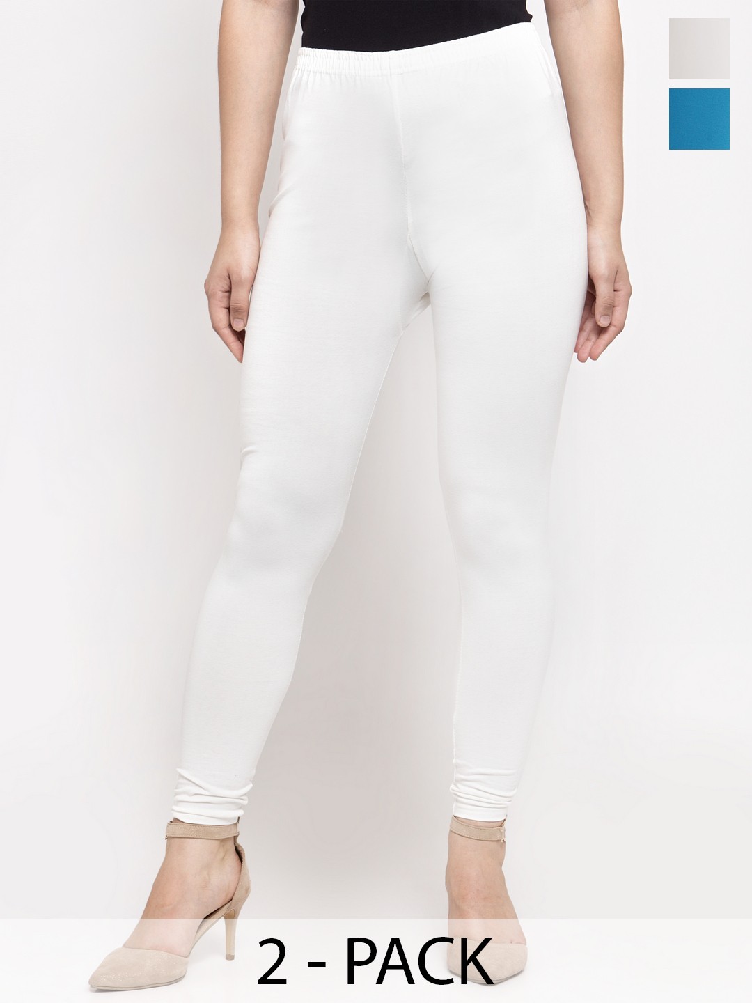 

GRACIT Women Pack Of 2 Ankle-Length Leggings, White
