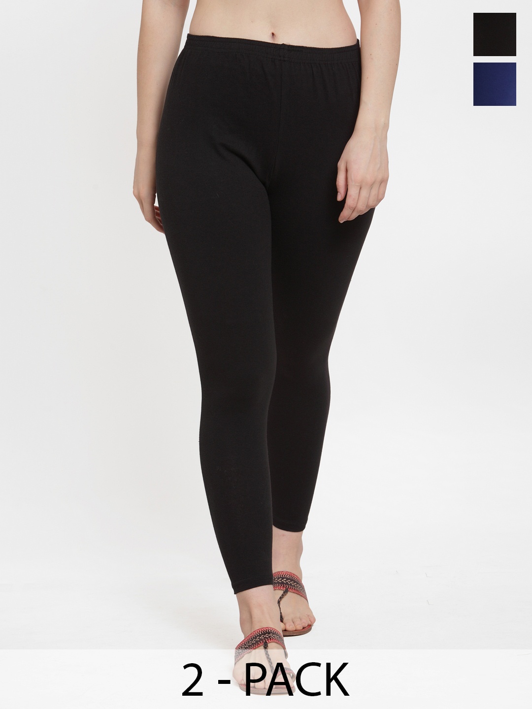 

GRACIT Pack Of 2 Ankle Length Leggings, Black