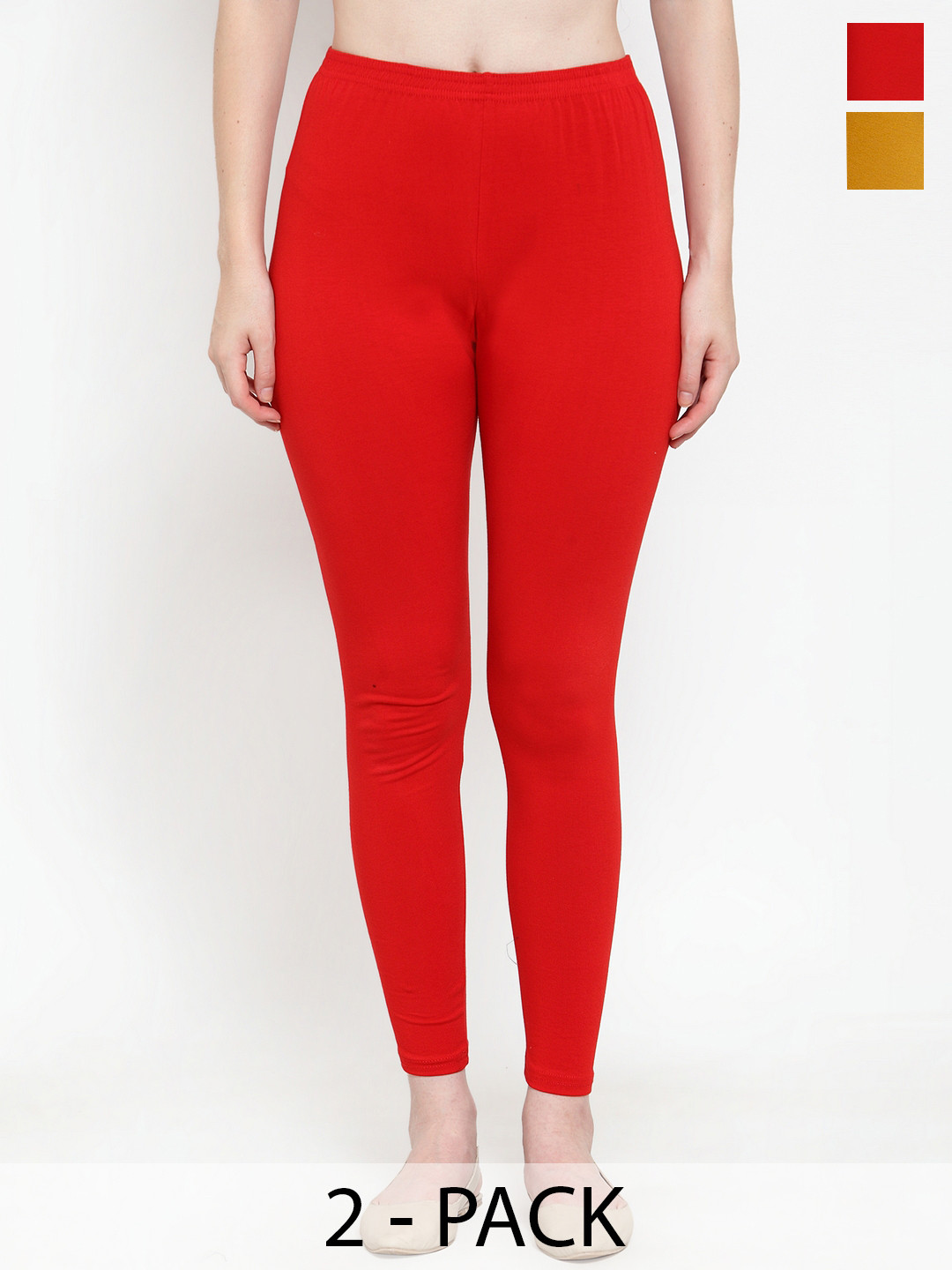 

GRACIT Pack Of 2 Ankle-Length Leggings, Red