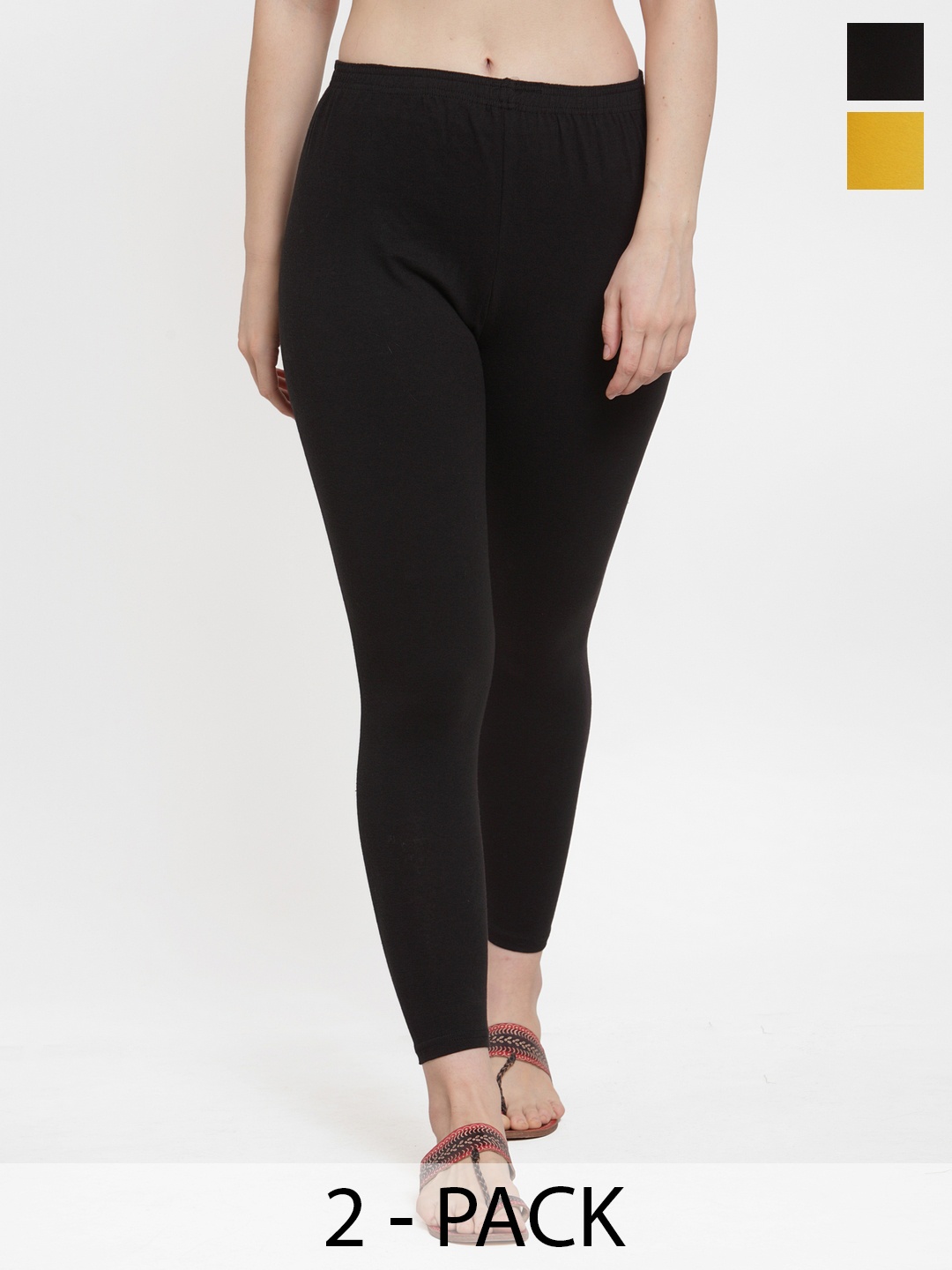 

GRACIT Pack Of 2 Ankle Length Leggings, Black