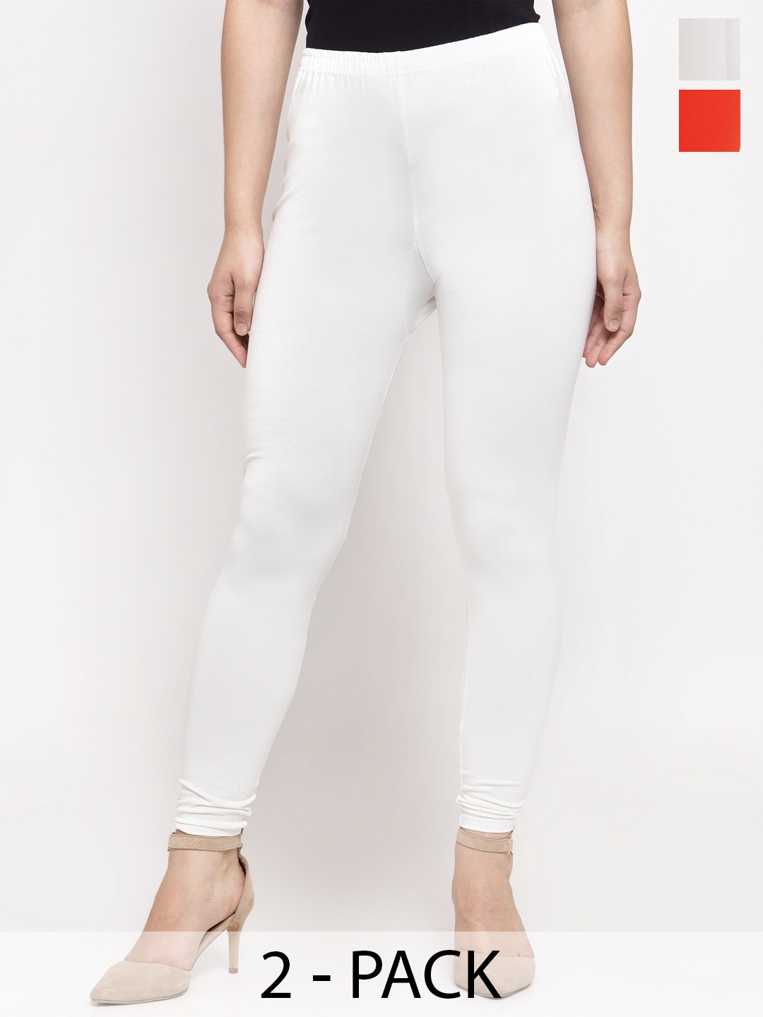 

GRACIT Pack Of 2 Cotton Ankle-Length Leggings, White