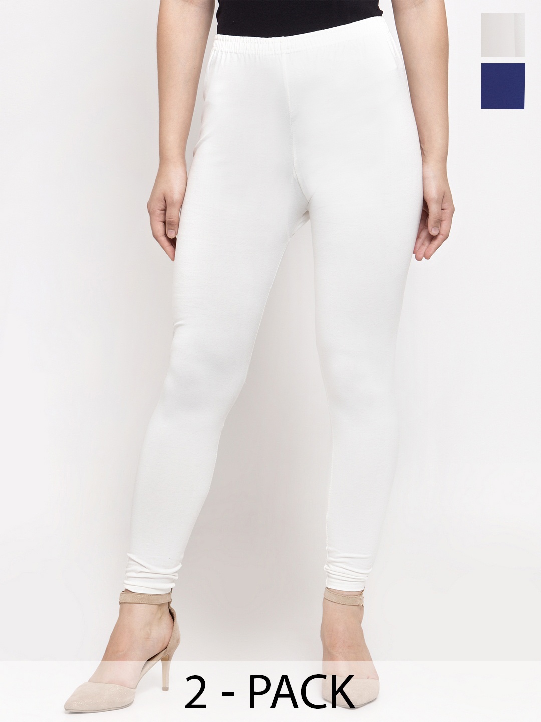 

GRACIT Pack Of 2 Cotton Ankle-Length Leggings, White