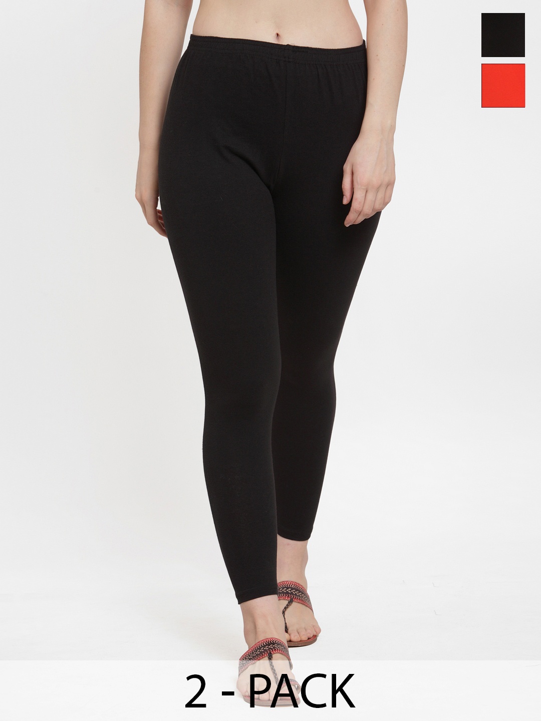 

GRACIT Pack Of 2 Ankle-Length Leggings, Black