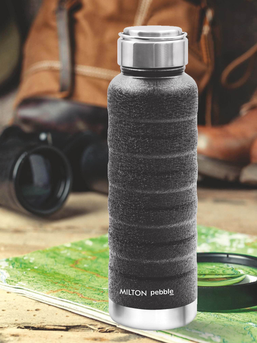 

Milton Pebble 940 Black Thermosteel 24 Hours Hot and Cold Water Bottle 940 ml