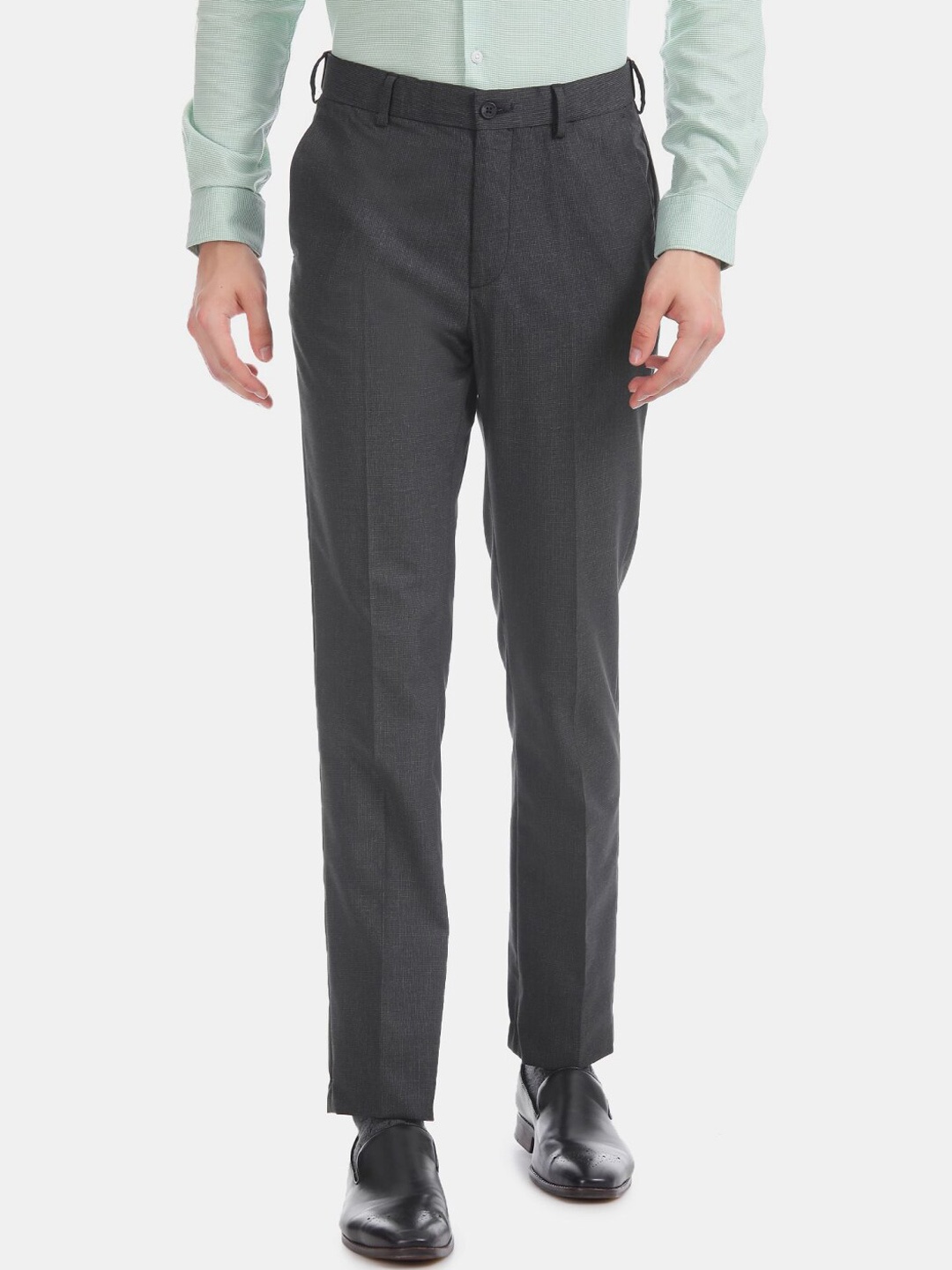 

V-Mart Men Mid-Rise Regular Fit Cotton Formal Trousers, Grey