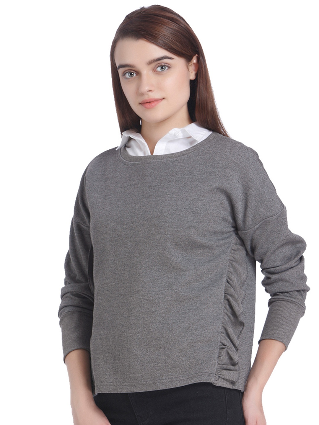 

Vero Moda Women Grey Melange Solid Top