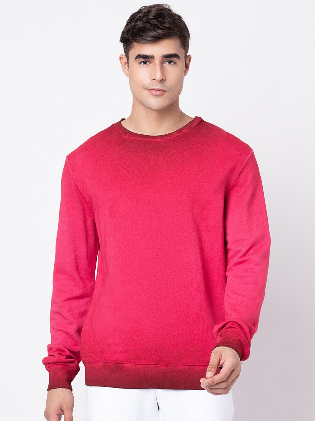 

YOONOY Men Round Neck Pullover Sweatshirt, Red