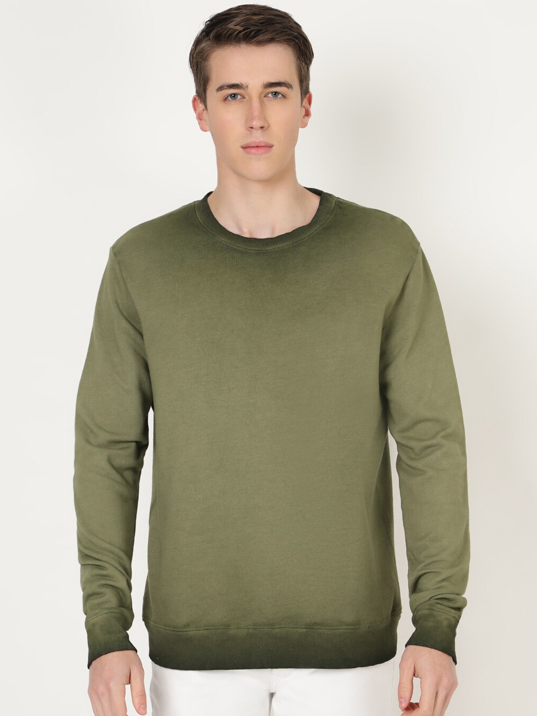 

YOONOY Men Round Neck Sweatshirt, Olive