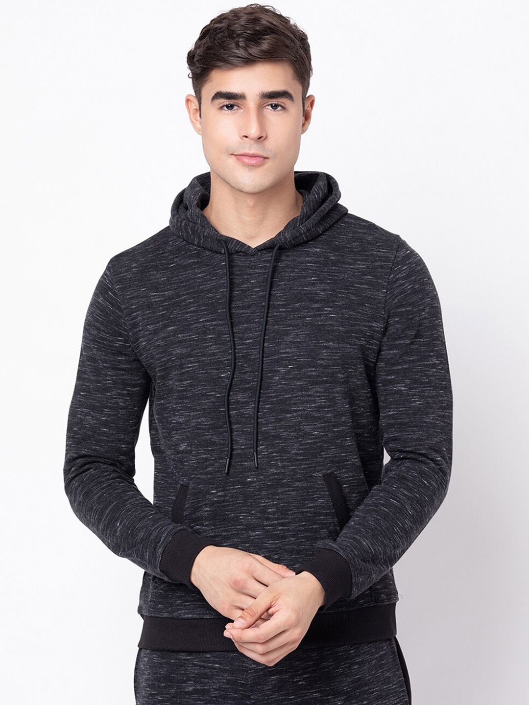 

YOONOY Men Hooded Sweatshirt, Black
