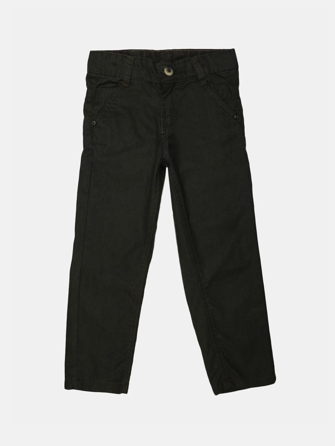 

V-Mart Boys Regular Fit Classic Cotton Trousers, Olive