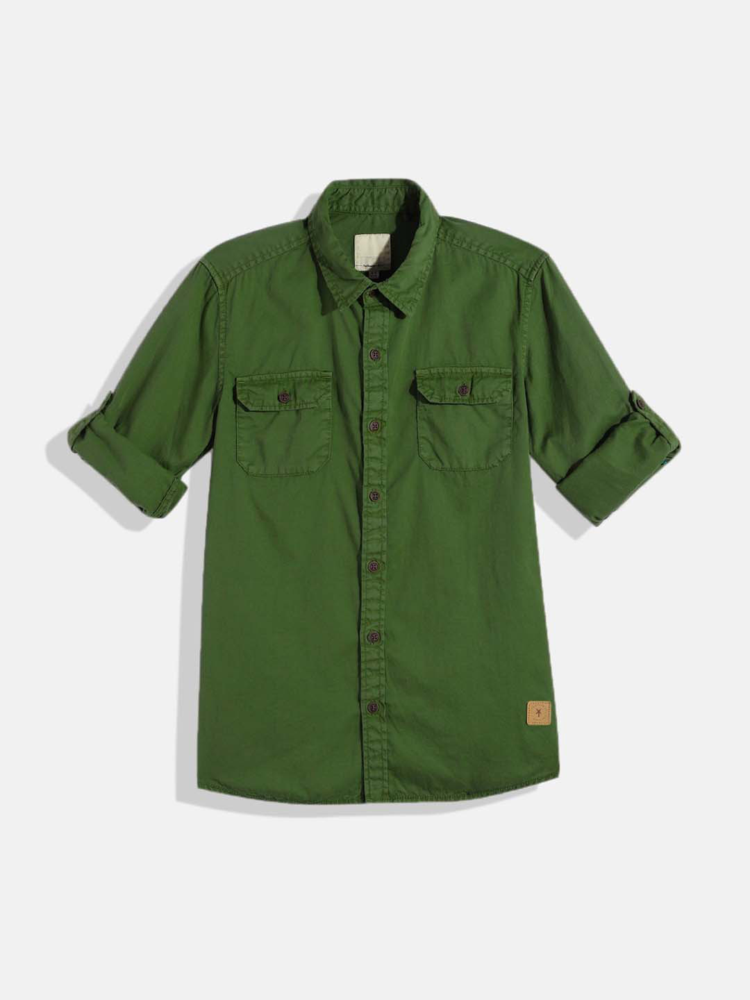 

Roadster Boys Standard Twill Weave Casual Pure Cotton Shirt, Green
