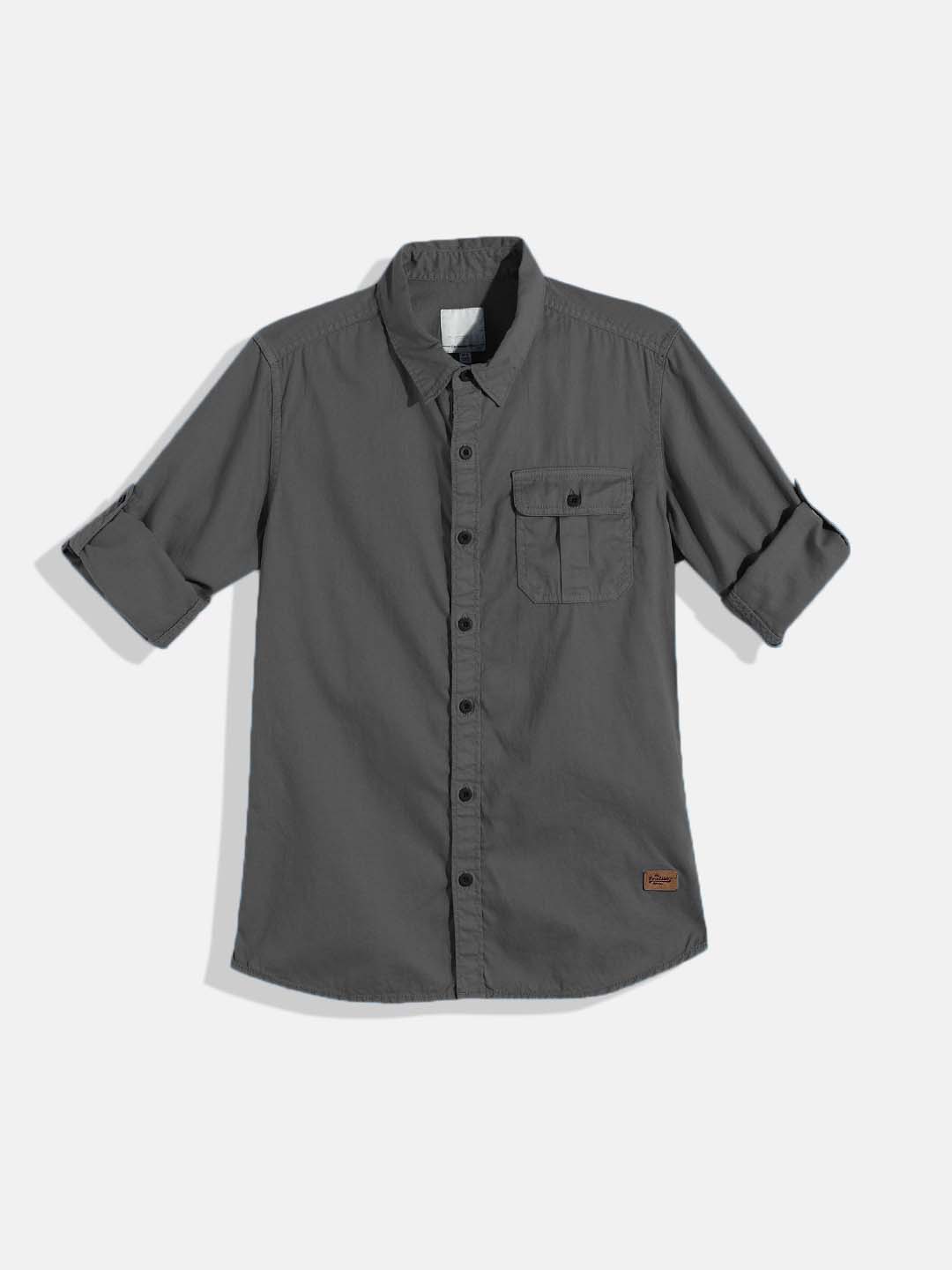 

Roadster Boys Standard Twill Weave Casual Pure Cotton Shirt, Grey