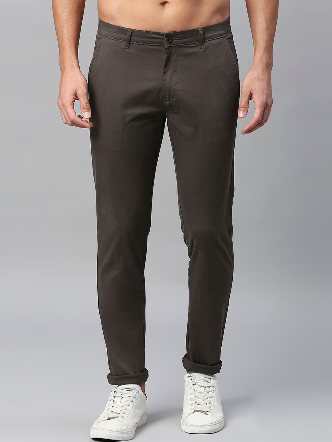 

Harvard Men Cotton Regular Fit Chinos Trousers, Charcoal