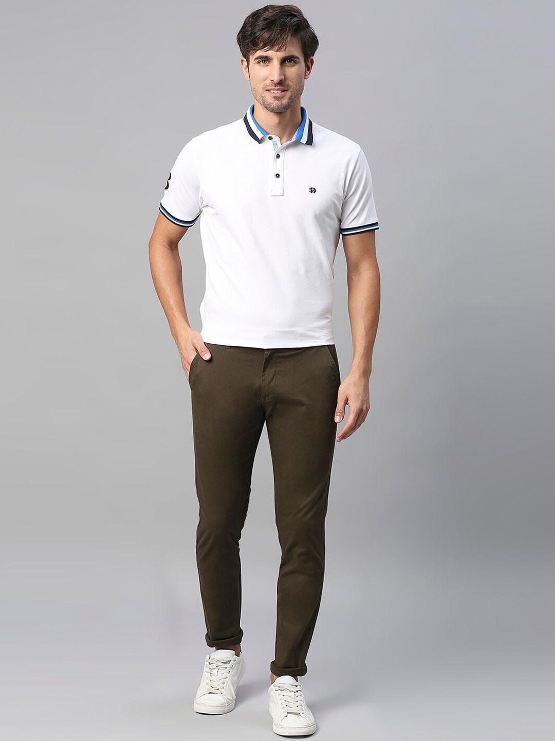

Harvard Men Cotton Regular Fit Chinos Trousers, Olive