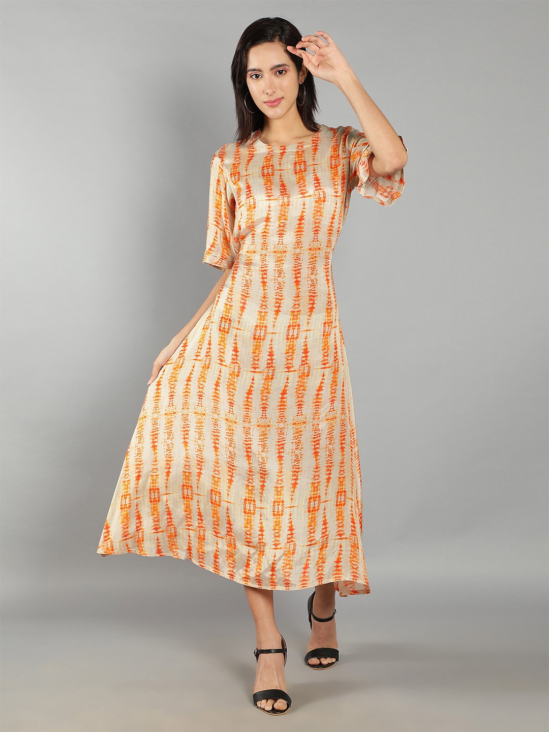 

See Designs Maxi Abstract Printed Cotton Dress, Peach