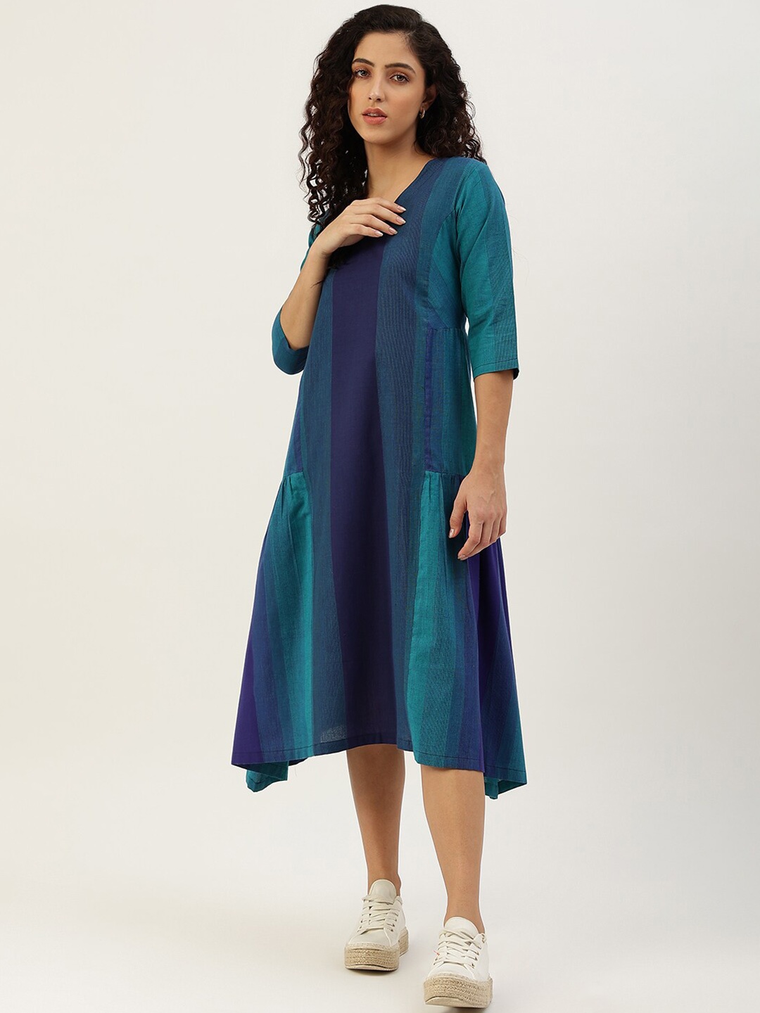 

Lokatita Colourblocked A-Line Midi Dress, Blue