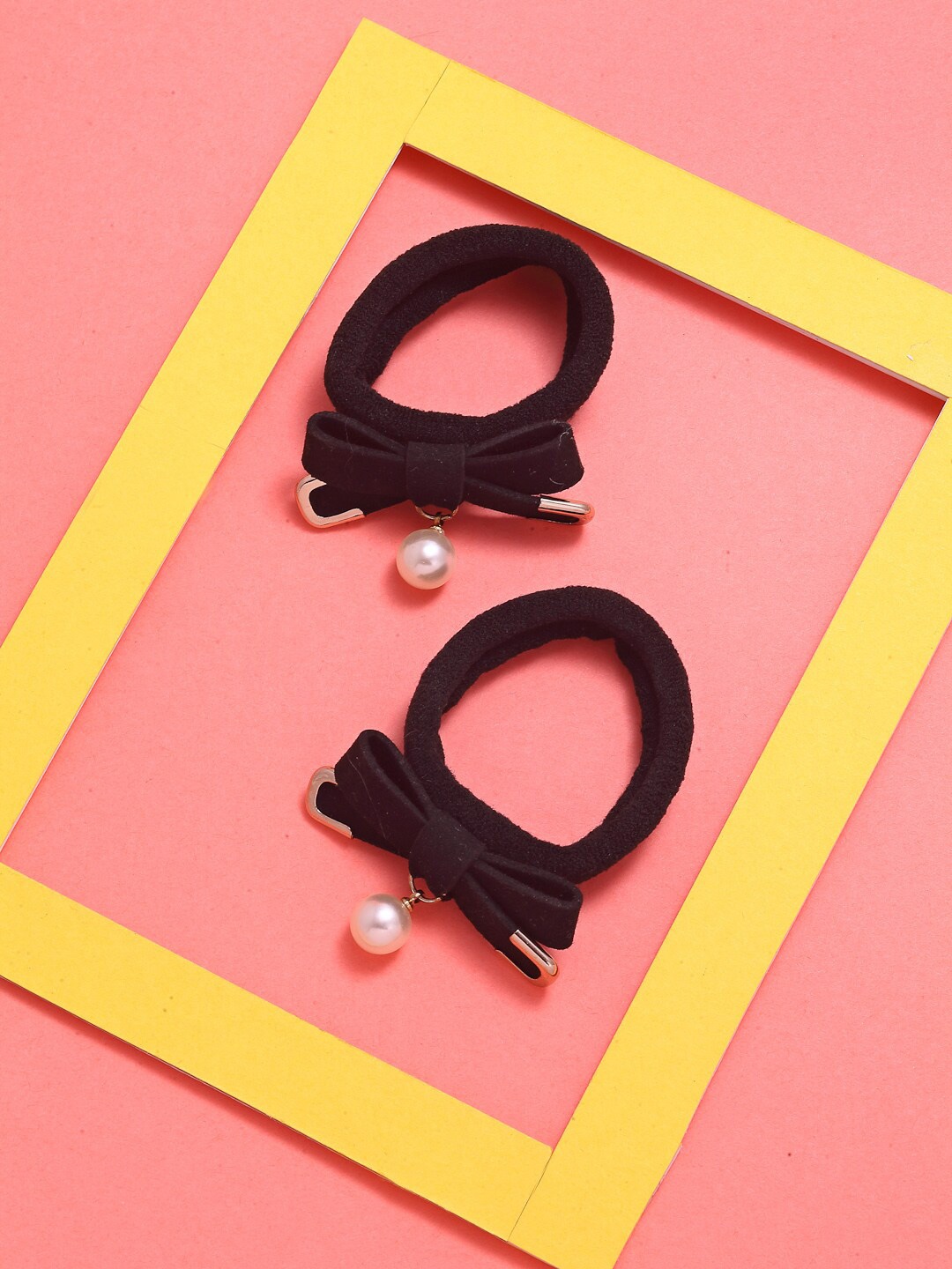 

VOGUE PANASH Women Set of 2 Beaded Ponytail Holders, Black