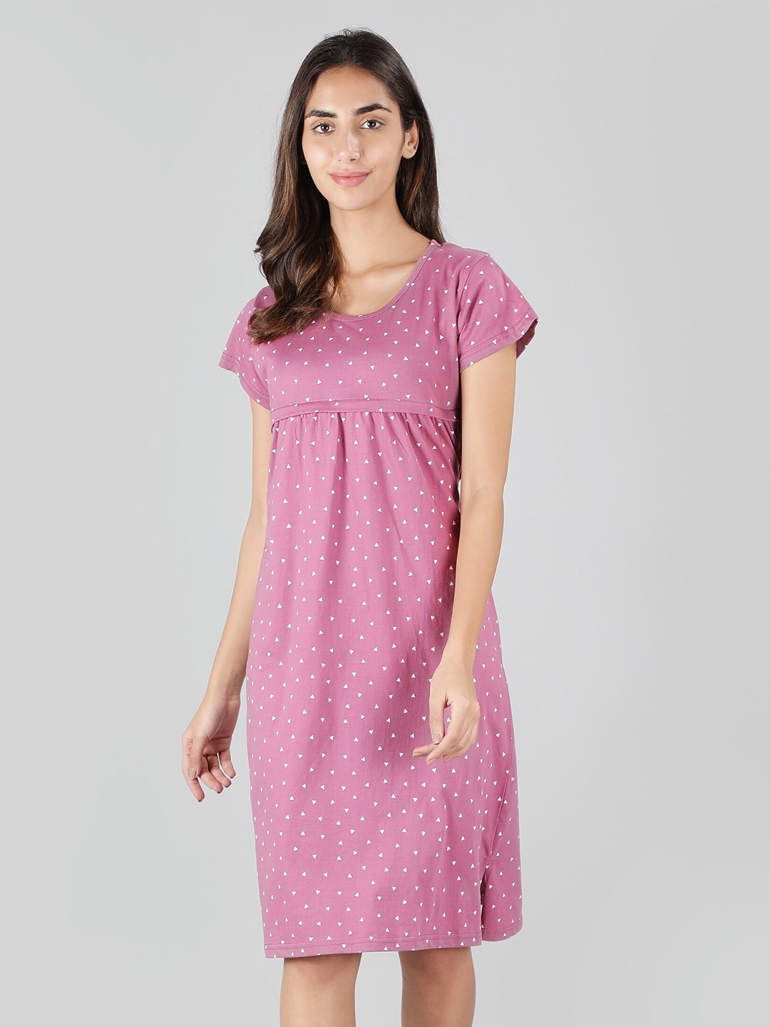 

NIGHTSPREE Maternity A-Line Cotton Dress, Pink
