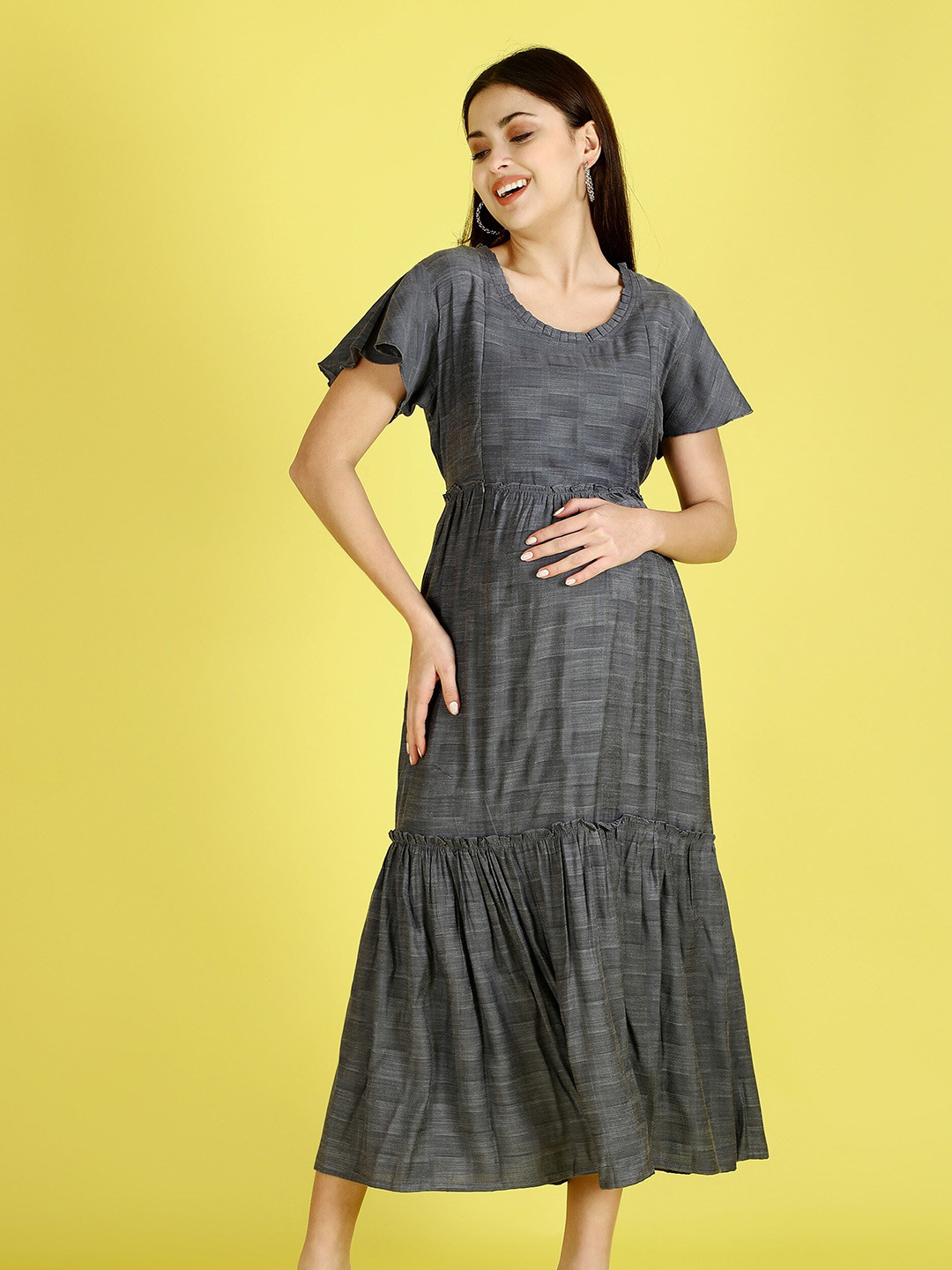 

NIGHTSPREE Fit & Flare Maternity Midi Dress, Grey