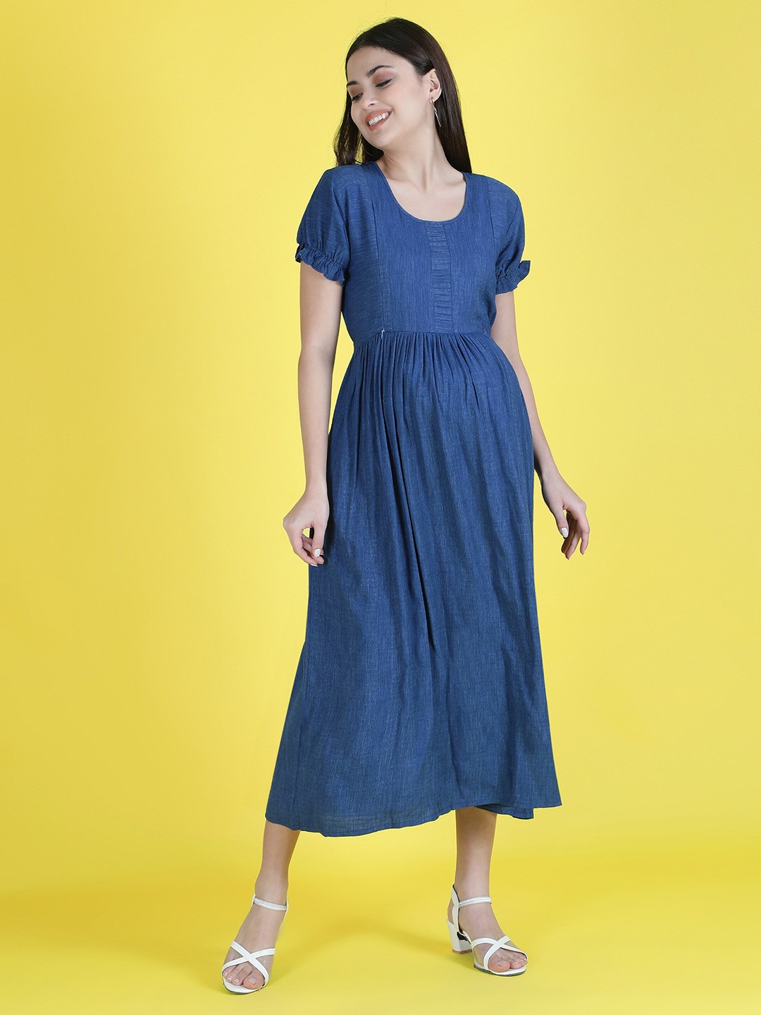 

NIGHTSPREE Fit & Flare Maternity Midi Dress, Blue