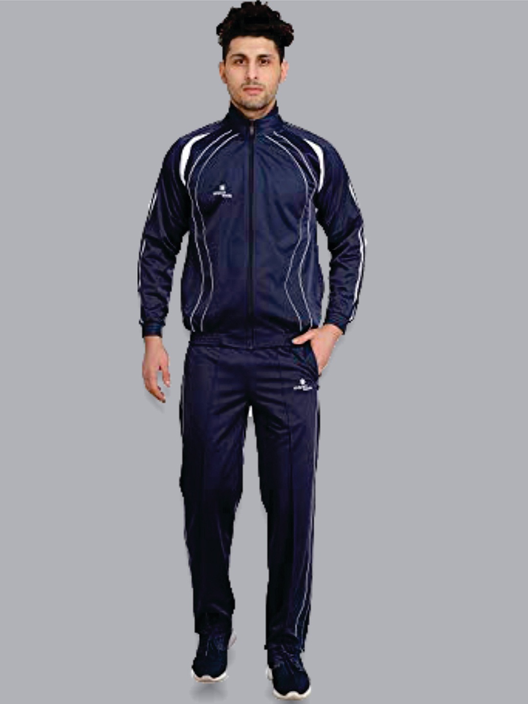 

SPORT SUN Men Striped Jacket & Trouser Tracksuit, Navy blue