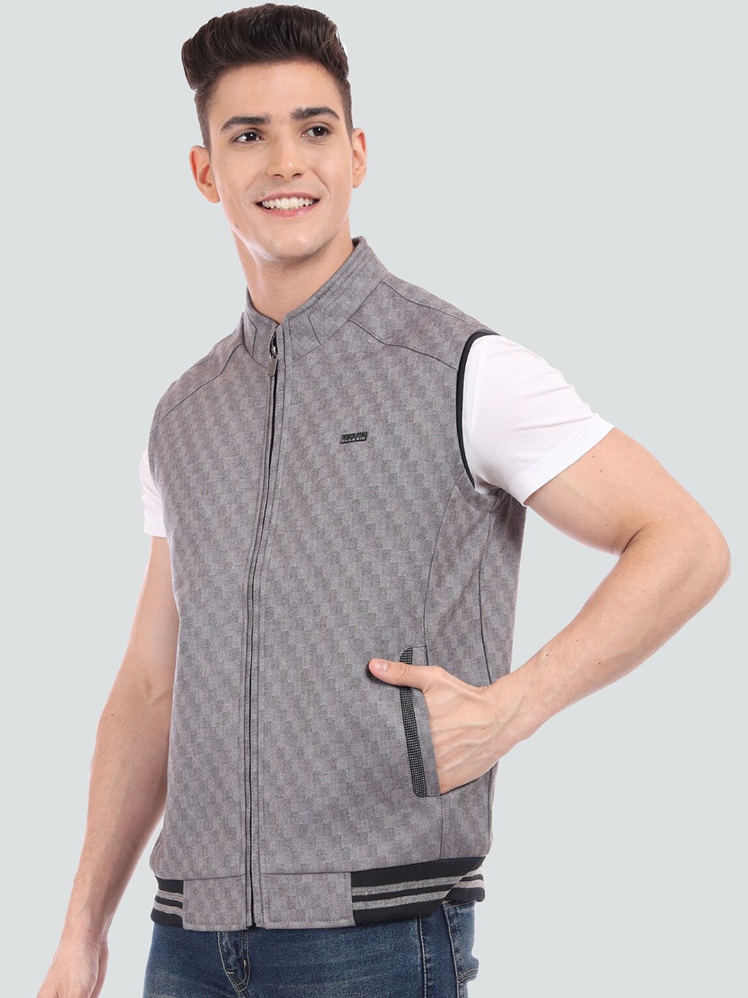 

YOUNG CLUB CLASSIC Men Lightweight Wool Bomber Jacket, Grey