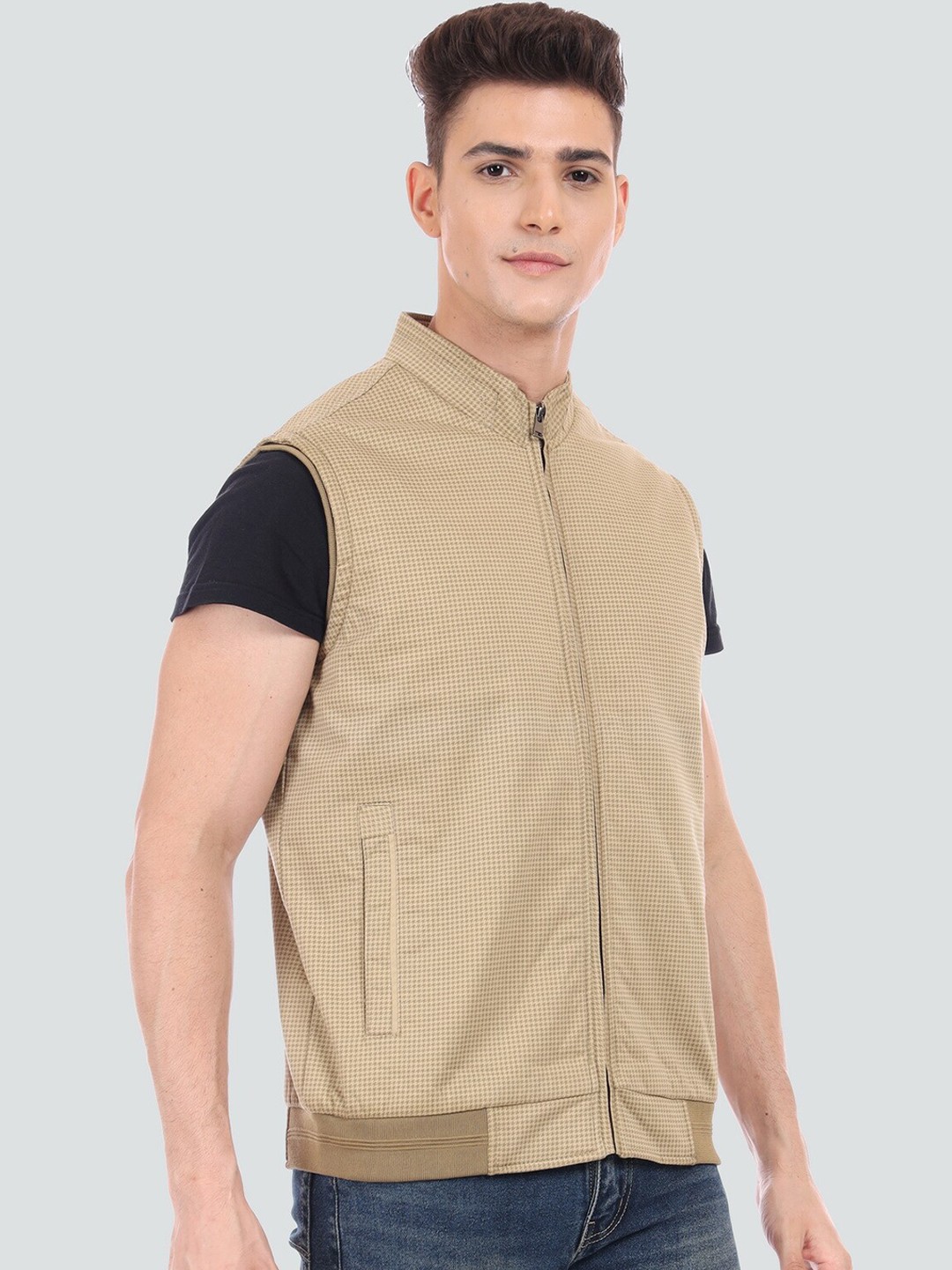 

YOUNG CLUB CLASSIC Men Printed Cotton Lightweight Bomber Jacket, Beige