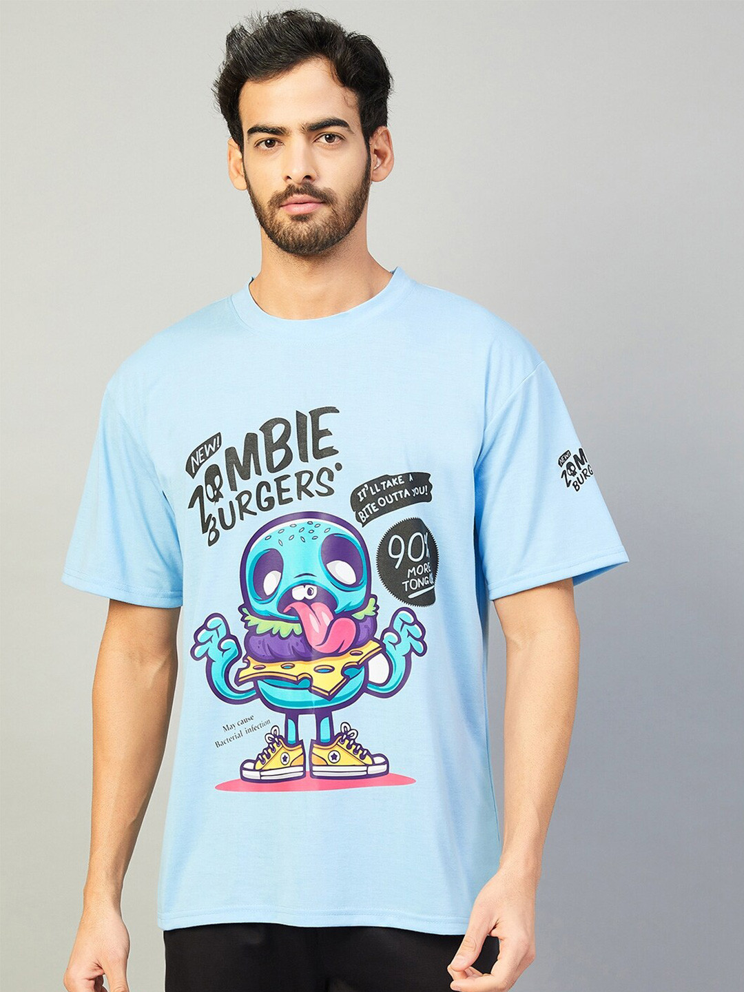 

GRITSTONES Graphic Printed Oversize Cotton T-shirt, Blue