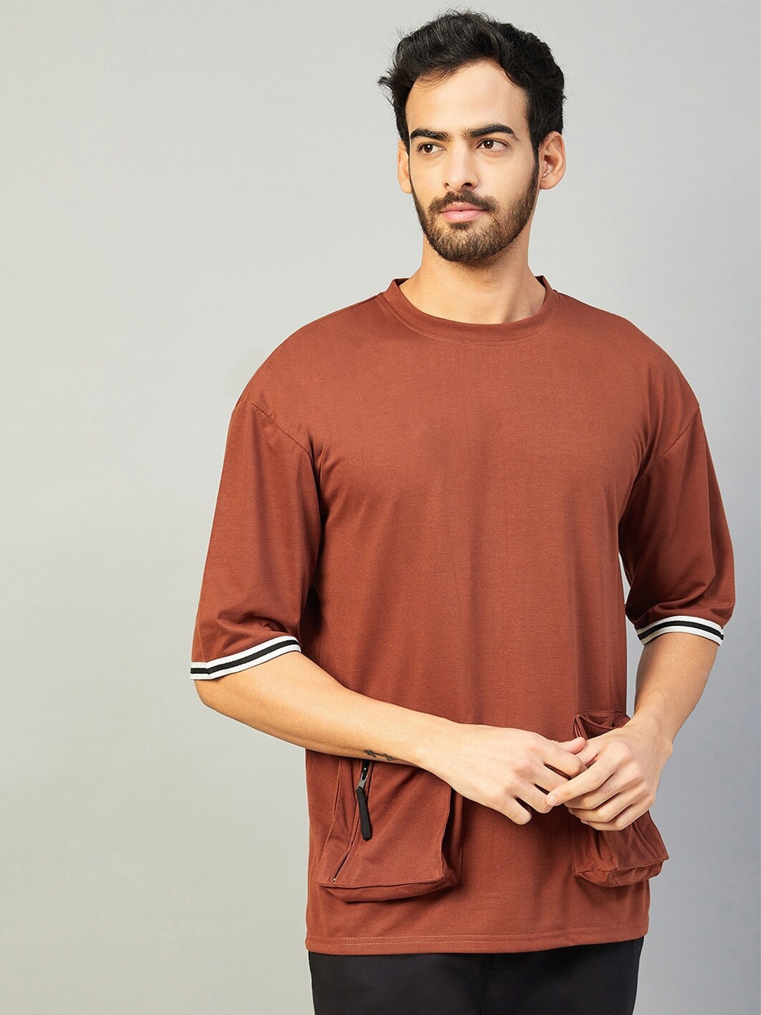 

GRITSTONES Women Oversize Cotton T-shirt, Brown