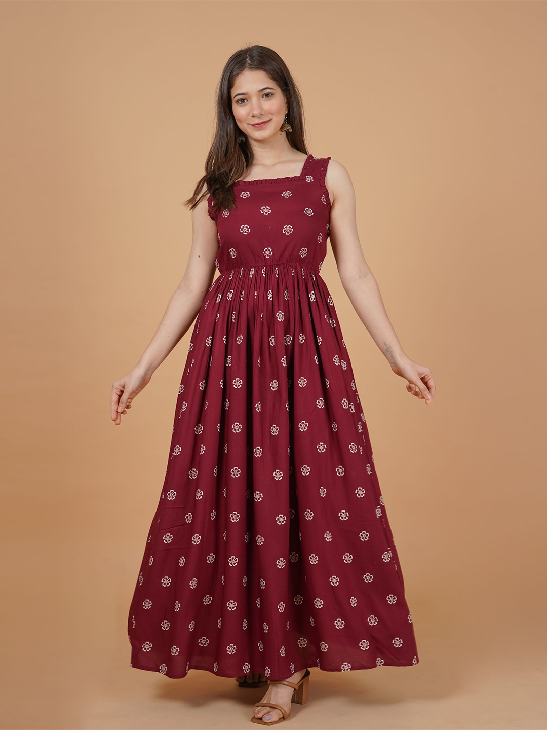 

DAEVISH Floral Maxi Dress, Maroon