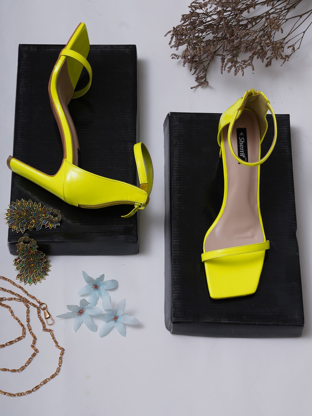 

Sherrif Shoes Women Embellished Square Toes Party Stiletto Heels, Green