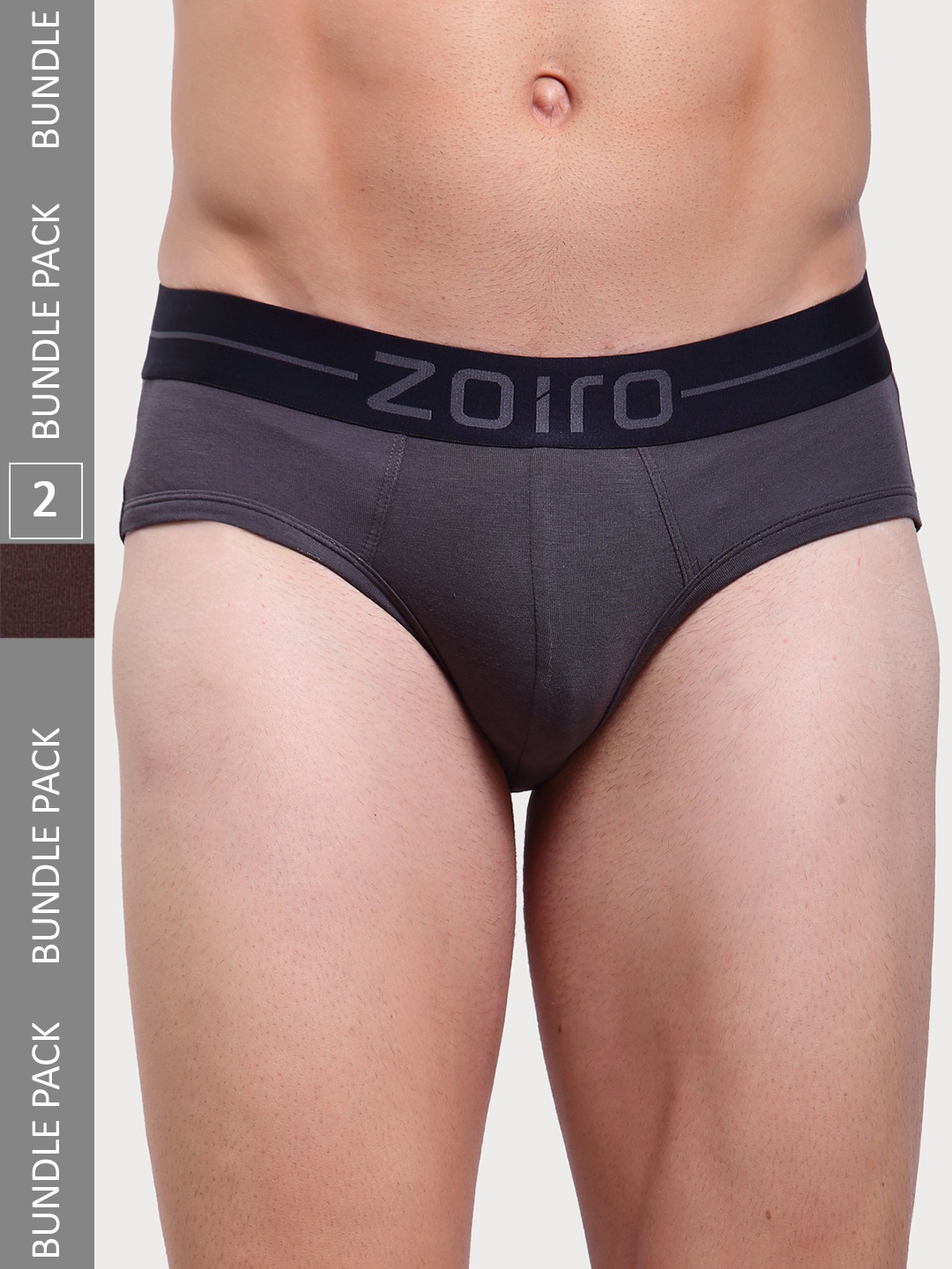

Zoiro Men Pack Of 2 Mid Rise Basic Briefs, Brown