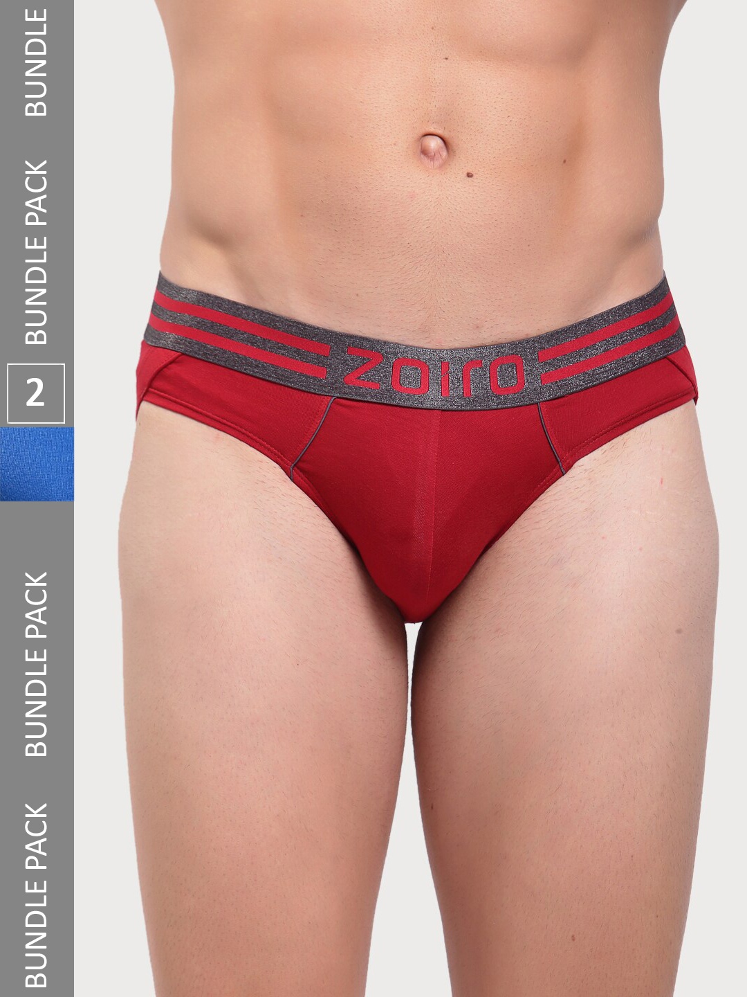 

Zoiro Men Pack Of 2 Mid Rise Basic Briefs, Blue