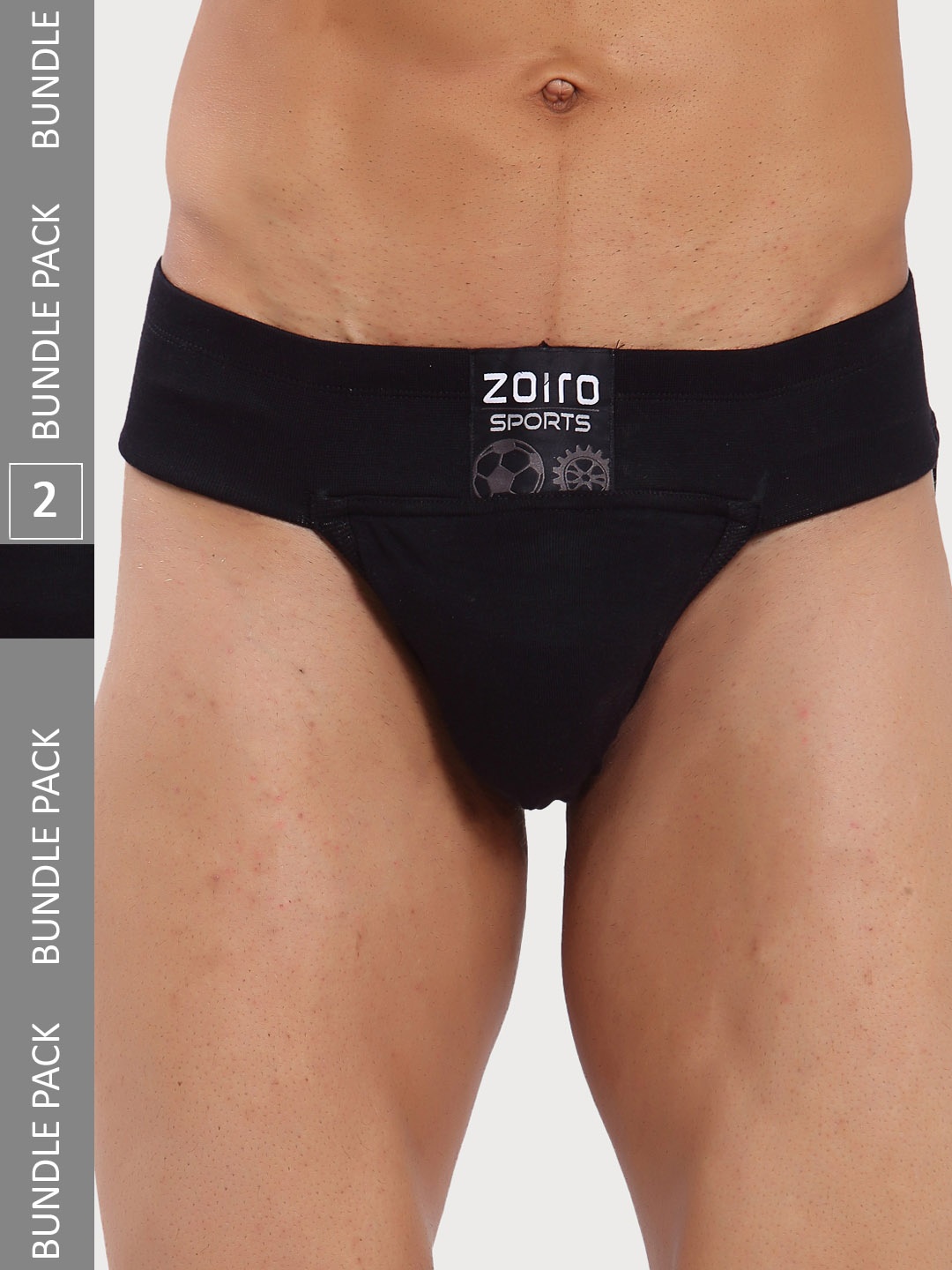 

Zoiro Men Pack Of 2 Mid Rise Basic Briefs, Black