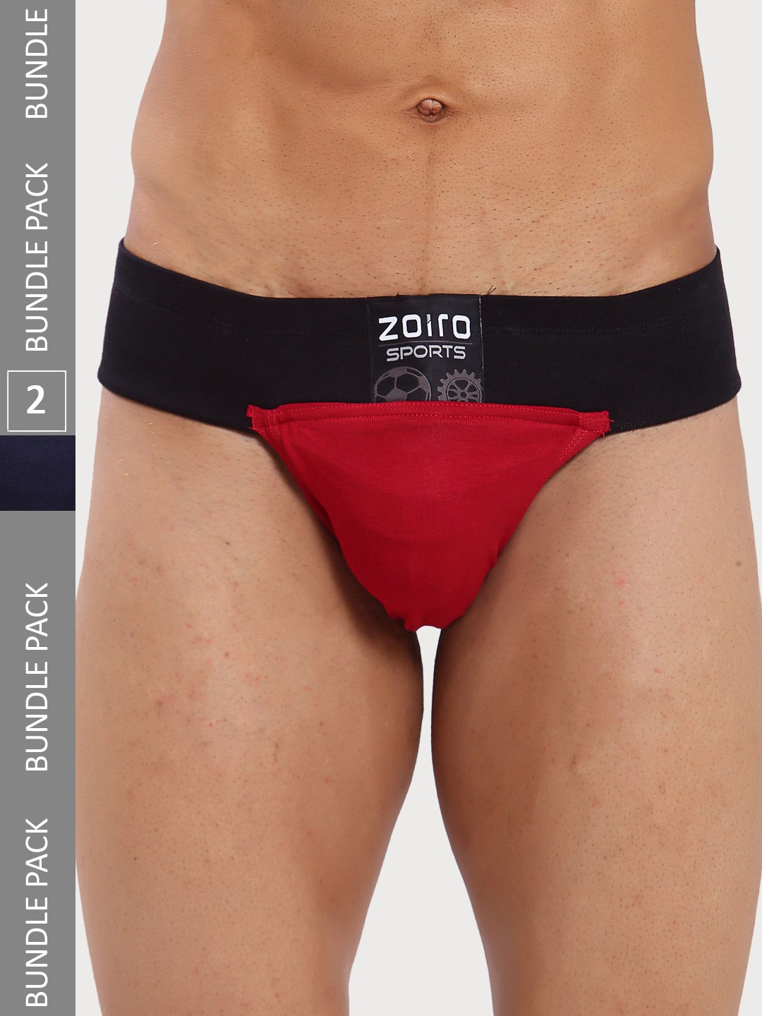 

Zoiro Men Pack Of 2 Mid-Rise Basic Briefs SPORTSGYMSUPPORTERIE, Red