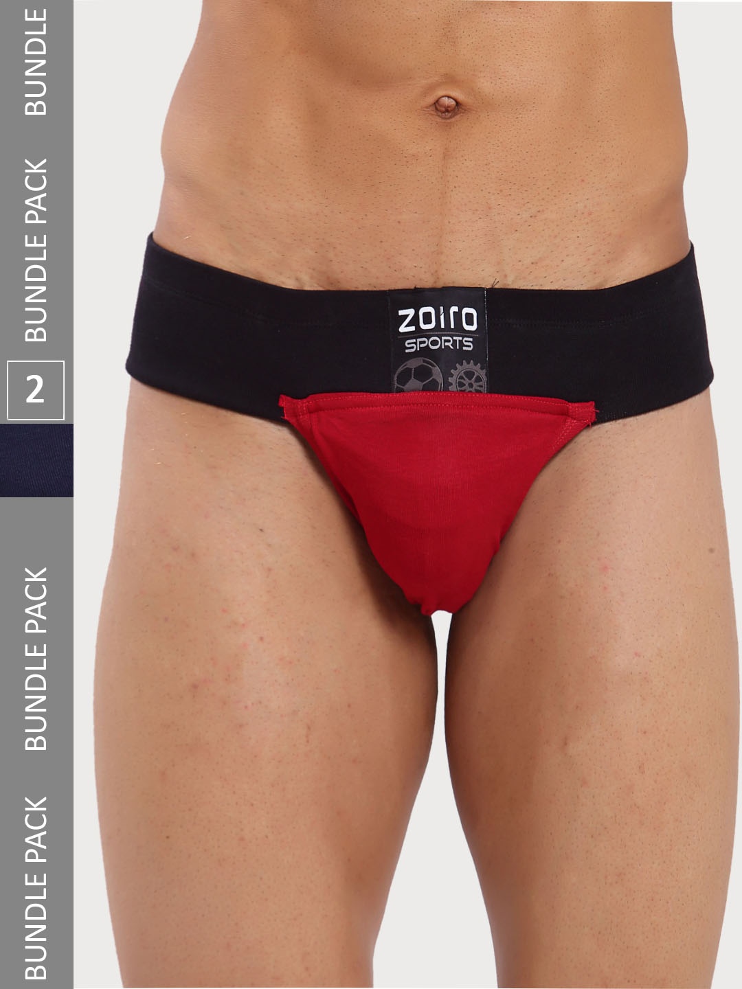 

Zoiro Men Pack of 2 Mid-Rise Skin Friendly Briefs, Red