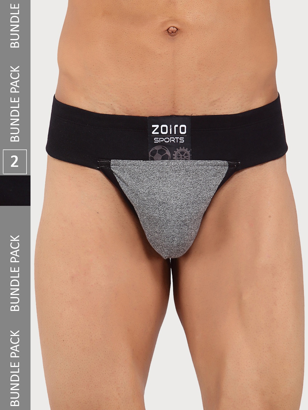 

Zoiro Men Pack Of 2 Mid-Rise Basic Briefs, Grey