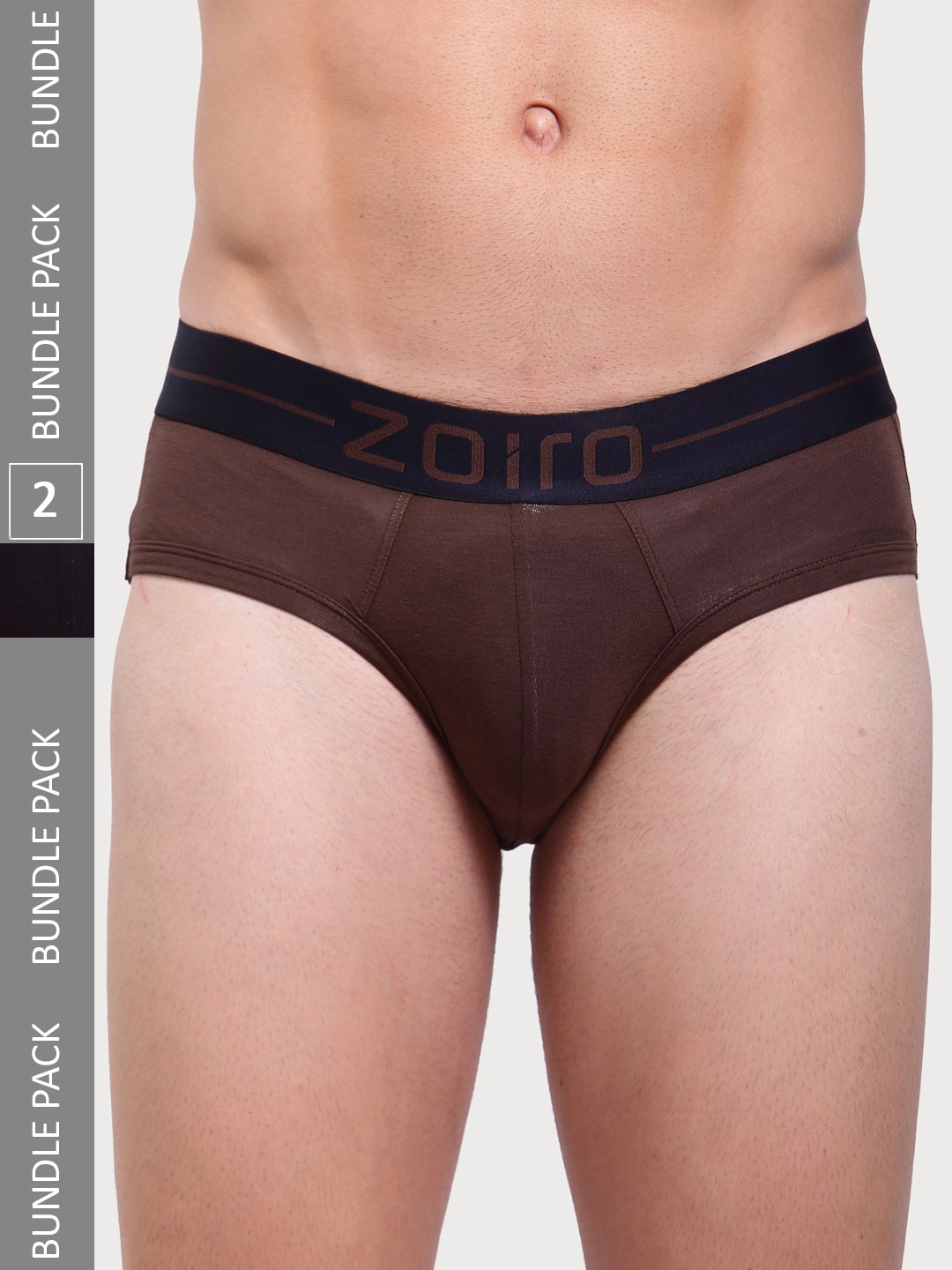 

Zoiro Men Pack Of 2 Mid-Rise Basic Briefs SOFTSBRIEFCanteen+BLACK(REDELASTICBRANDING)