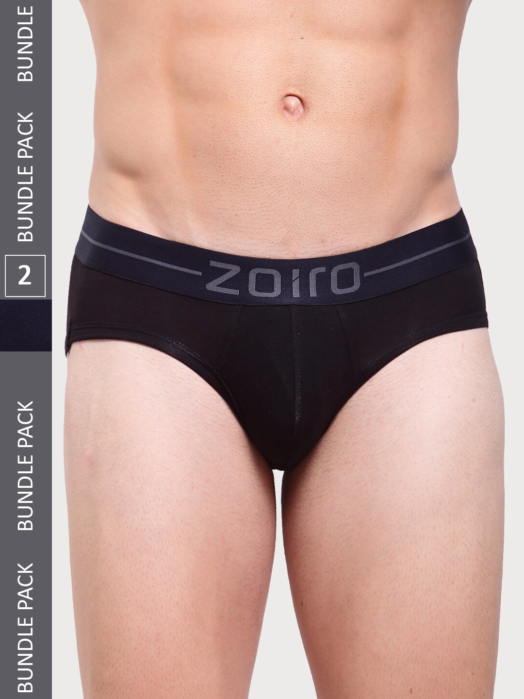 

Zoiro Men Pack Of 2 Mid-Rise Basic Briefs SOFTSBRIEFBLACK(B ELASTIC)+TOTALECLIPSE-BLACK