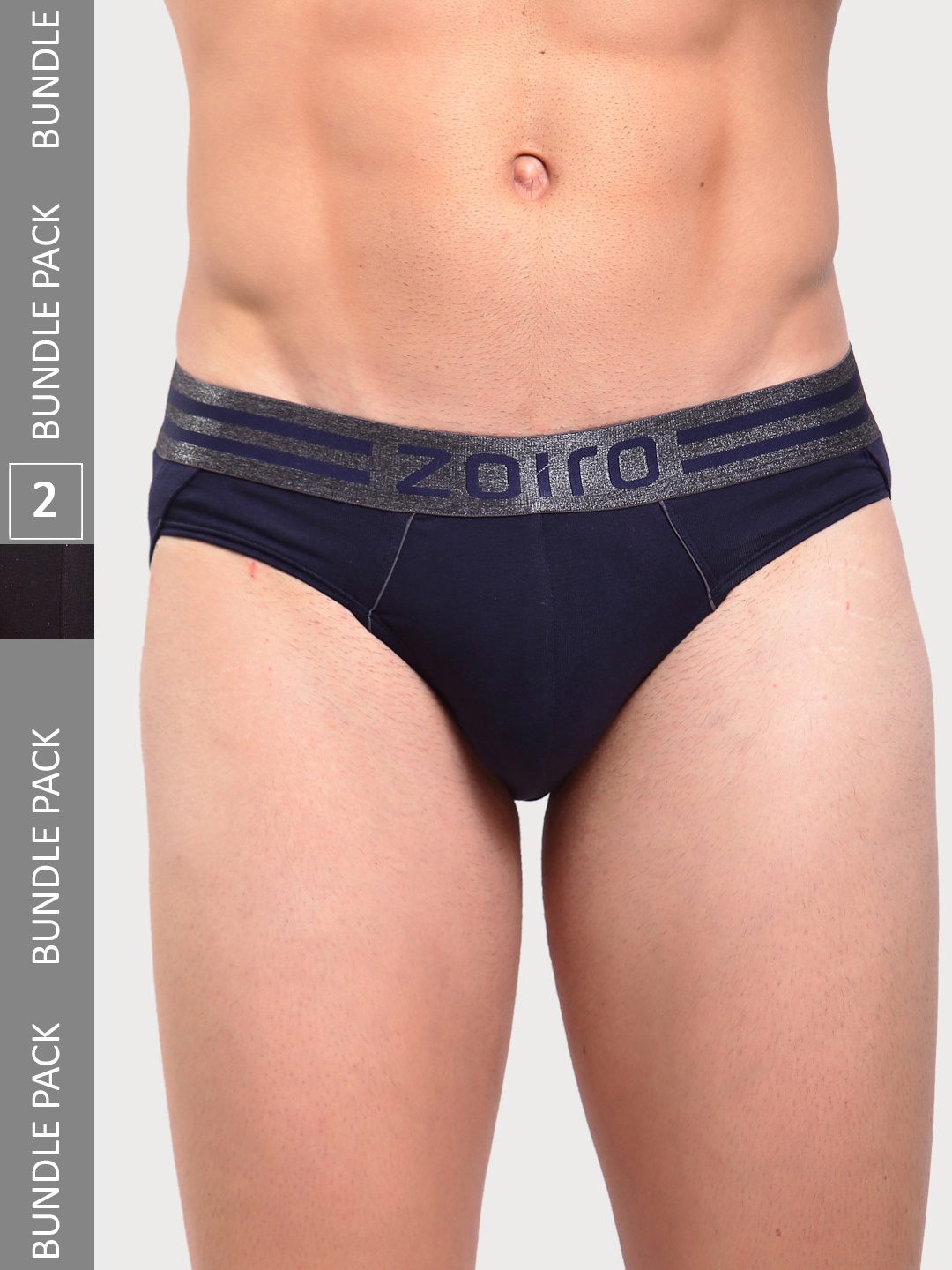 

Zoiro Men Pack Of 2 Basic Briefs, Navy blue