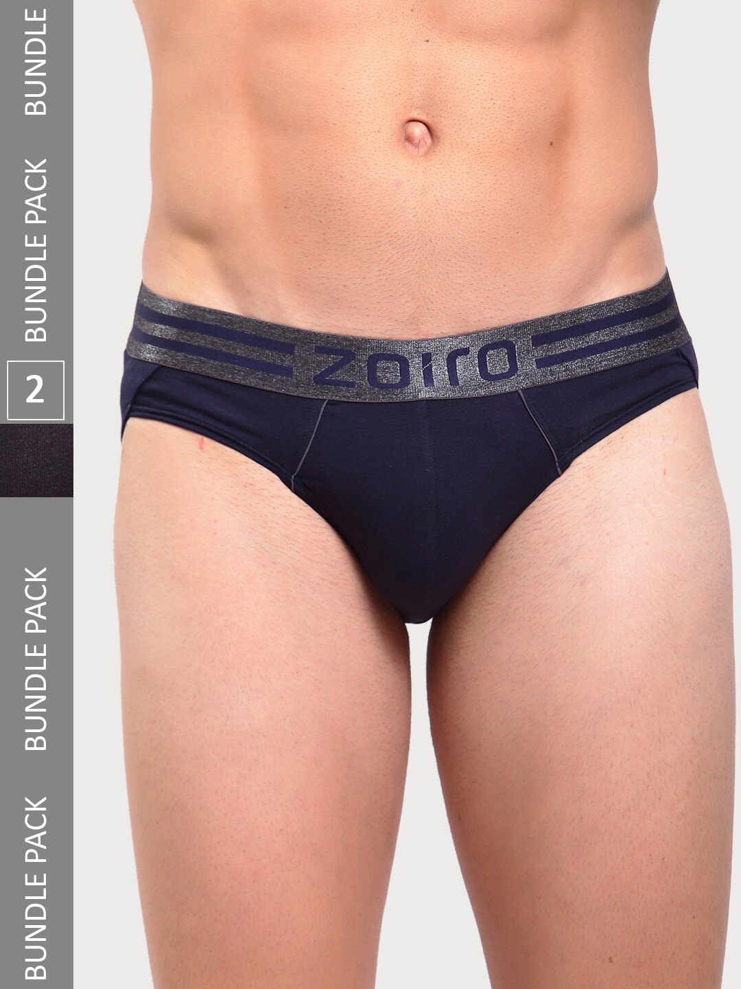 

Zoiro Men Pack Of 2 Low Rise Sports Basic Briefs, Navy blue