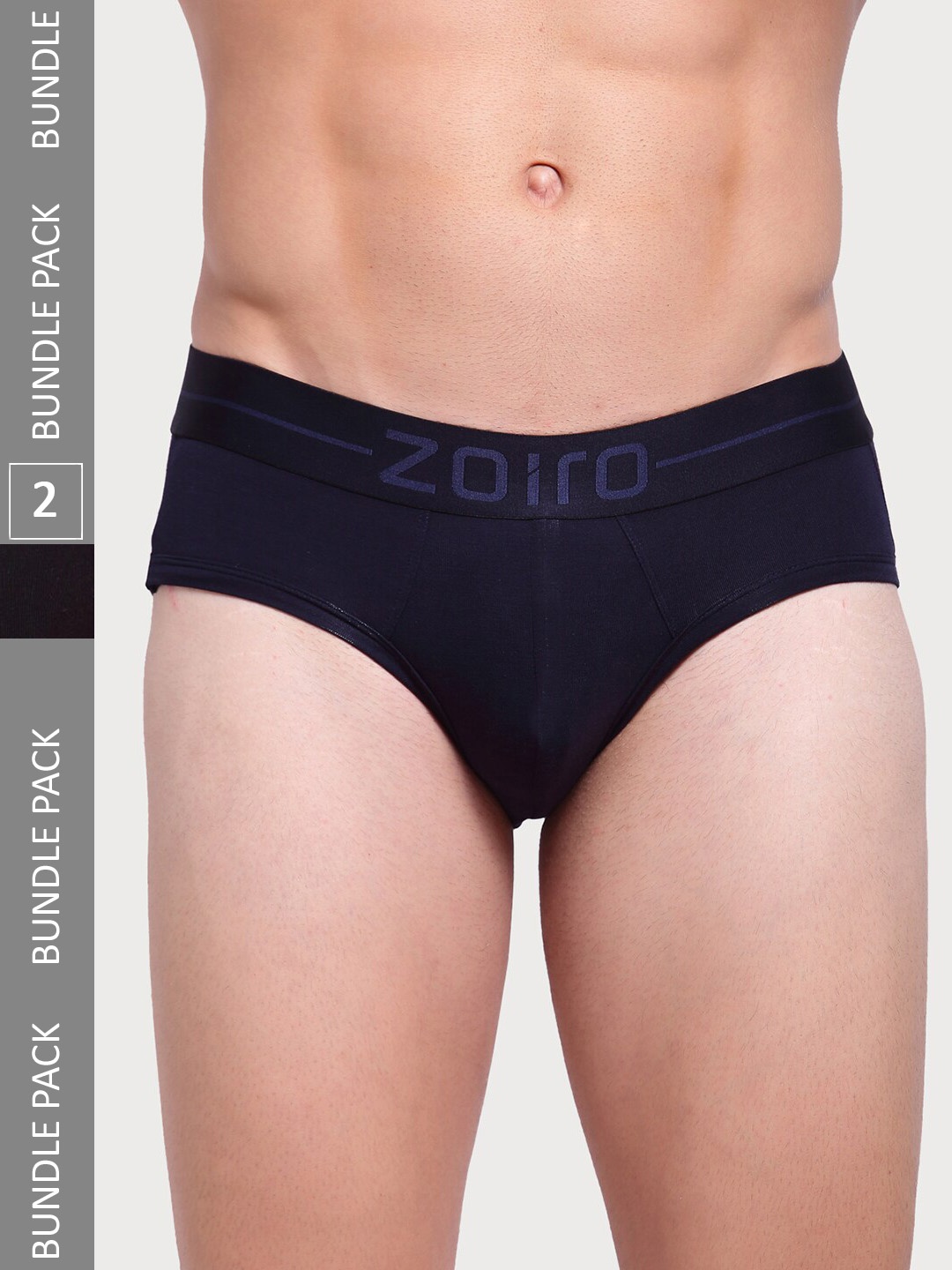 

Zoiro Men Pack Of 2 Mid Rise Basic Briefs, Black